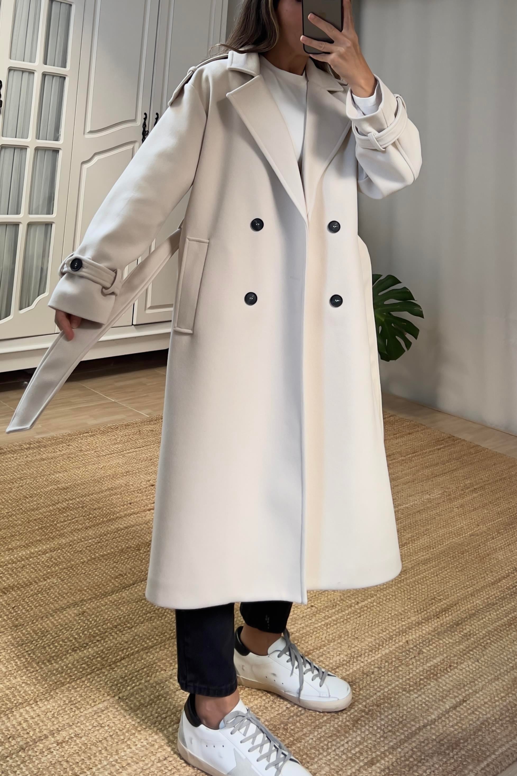 Taş Rengi Kuşaklı Premium Kaban uygun fiyatlarda www.butikhola.com adresinde