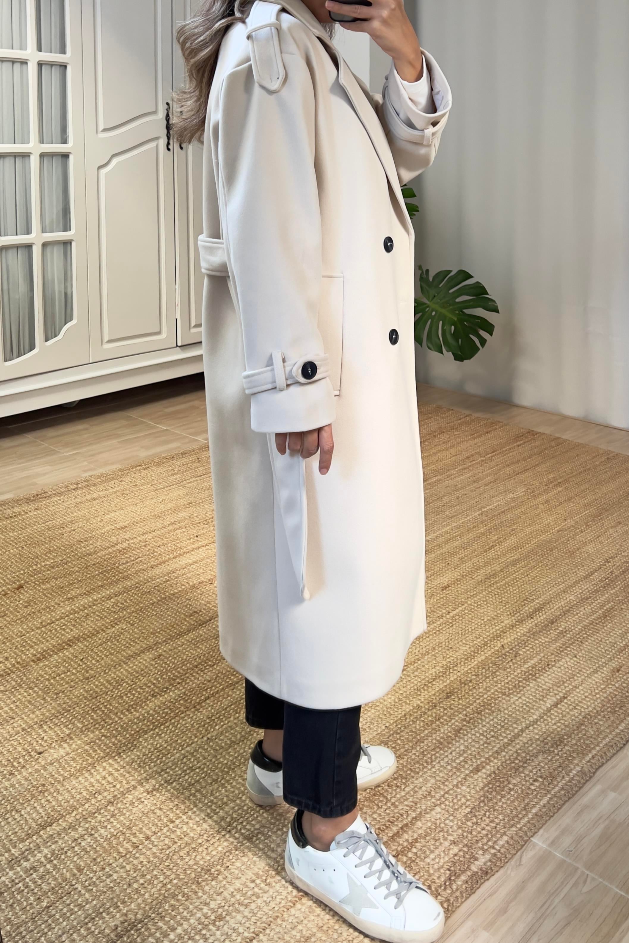 Taş Rengi Kuşaklı Premium Kaban uygun fiyatlarda www.butikhola.com adresinde