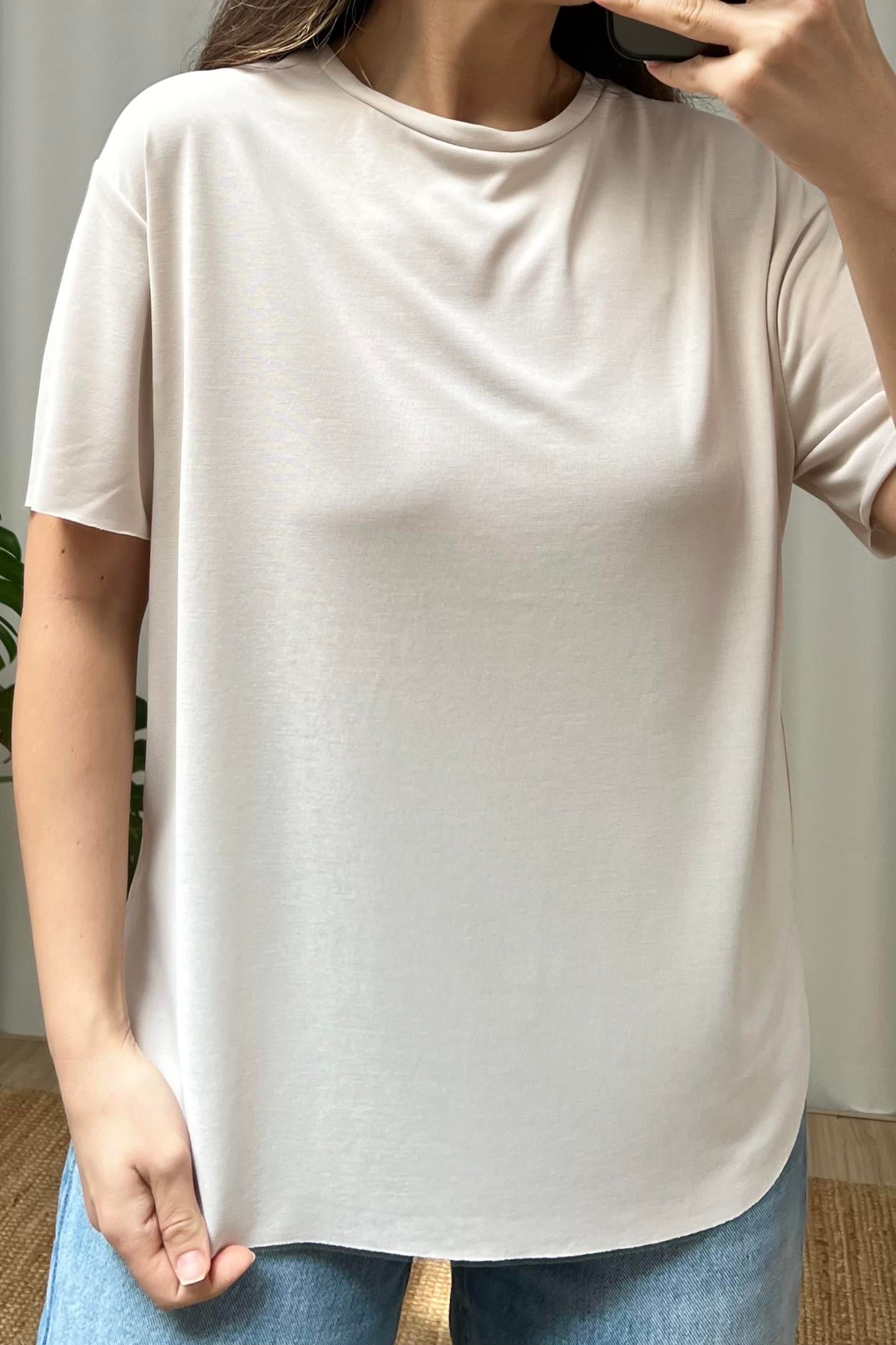 Taş Rengi Oys Modal Tshirt uygun fiyatlarda www.butikhola.com adresinde