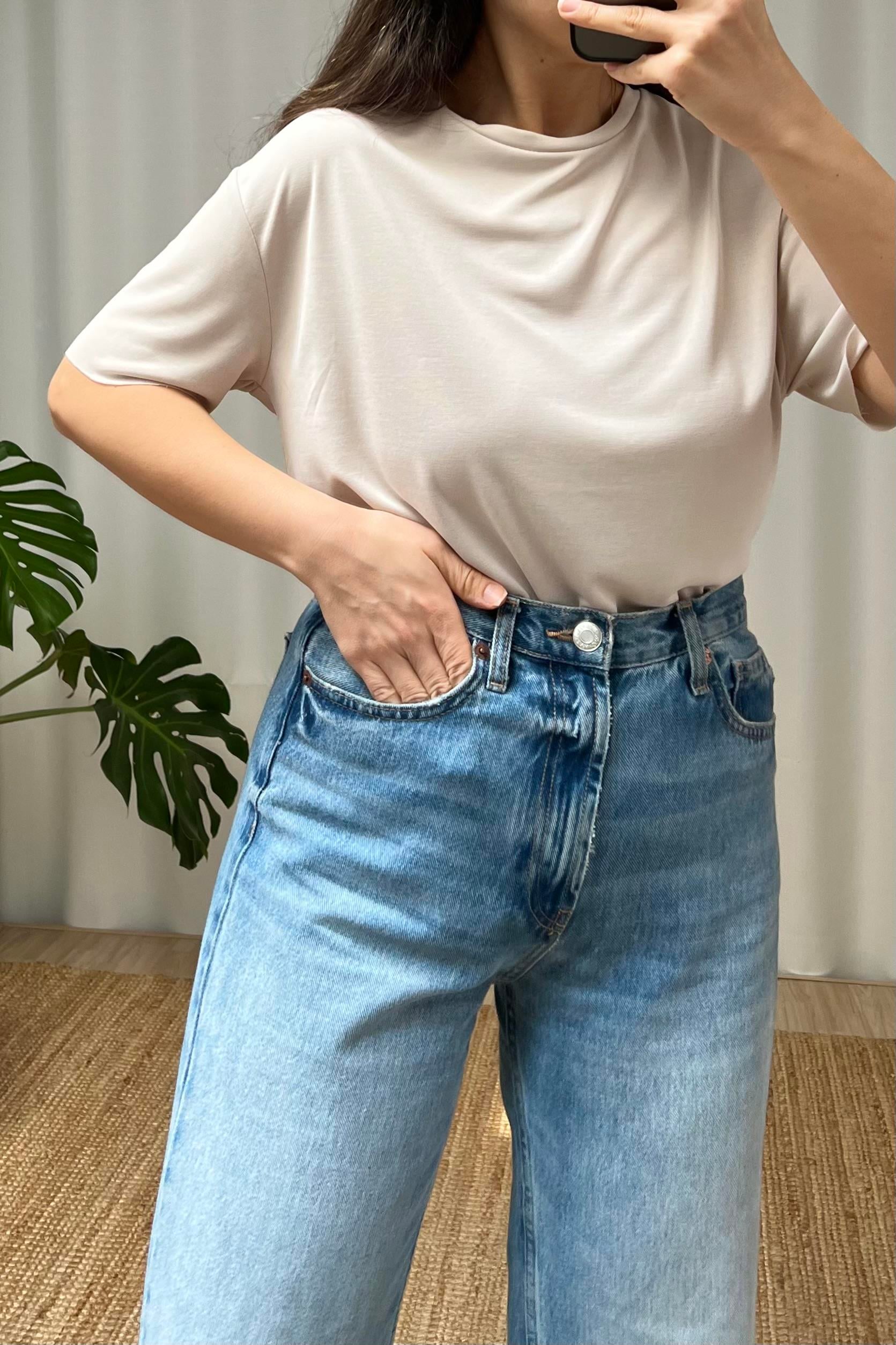 Taş Rengi Oys Modal Tshirt uygun fiyatlarda www.butikhola.com adresinde