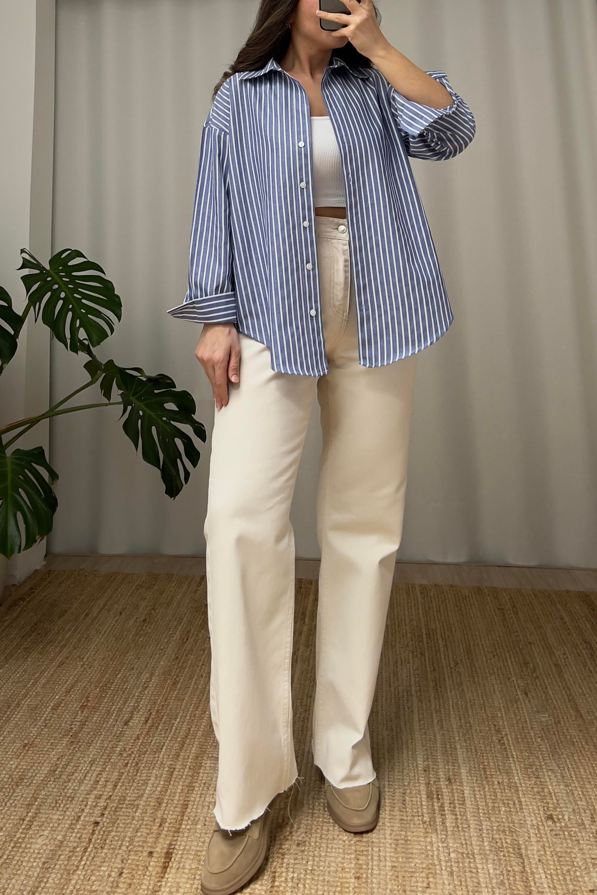 Taş Rengi Yüksek Bel Wide Leg Jean uygun fiyatlarda www.butikhola.com adresinde