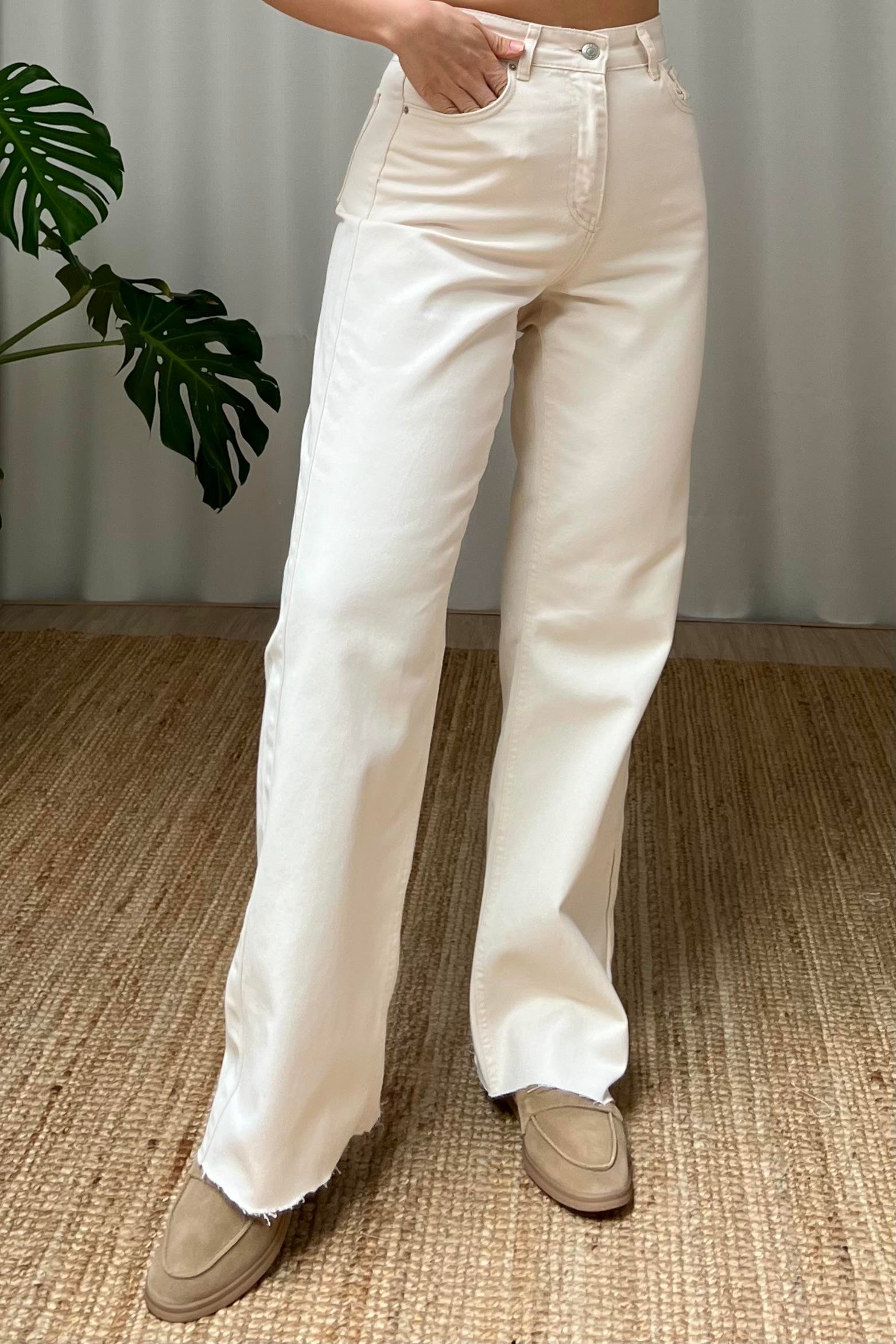 Taş Rengi Yüksek Bel Wide Leg Jean uygun fiyatlarda www.butikhola.com adresinde