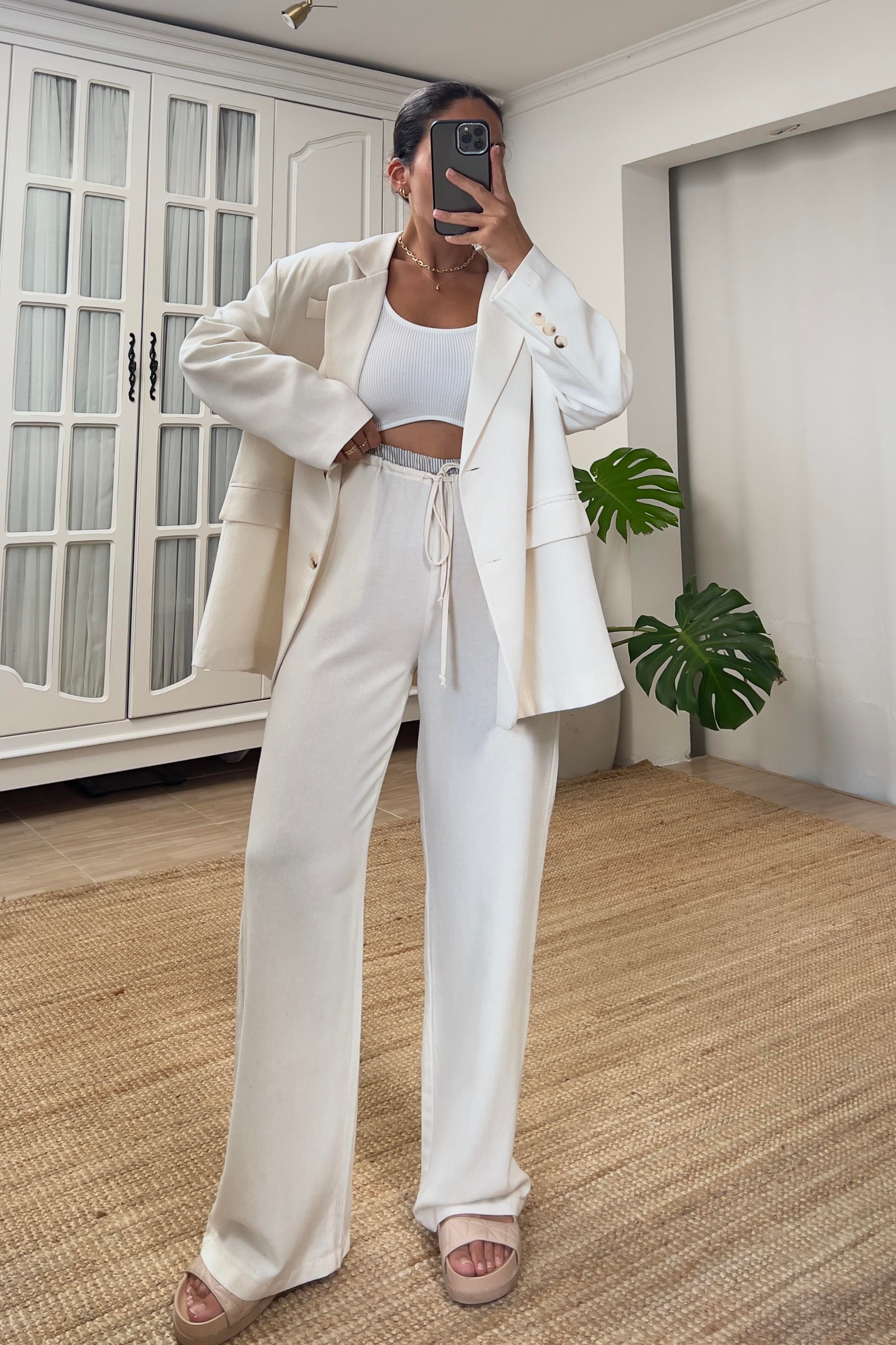 Taş Vatkalı Oversize Keten Blazer Ceket uygun fiyatlarda www.butikhola.com adresinde