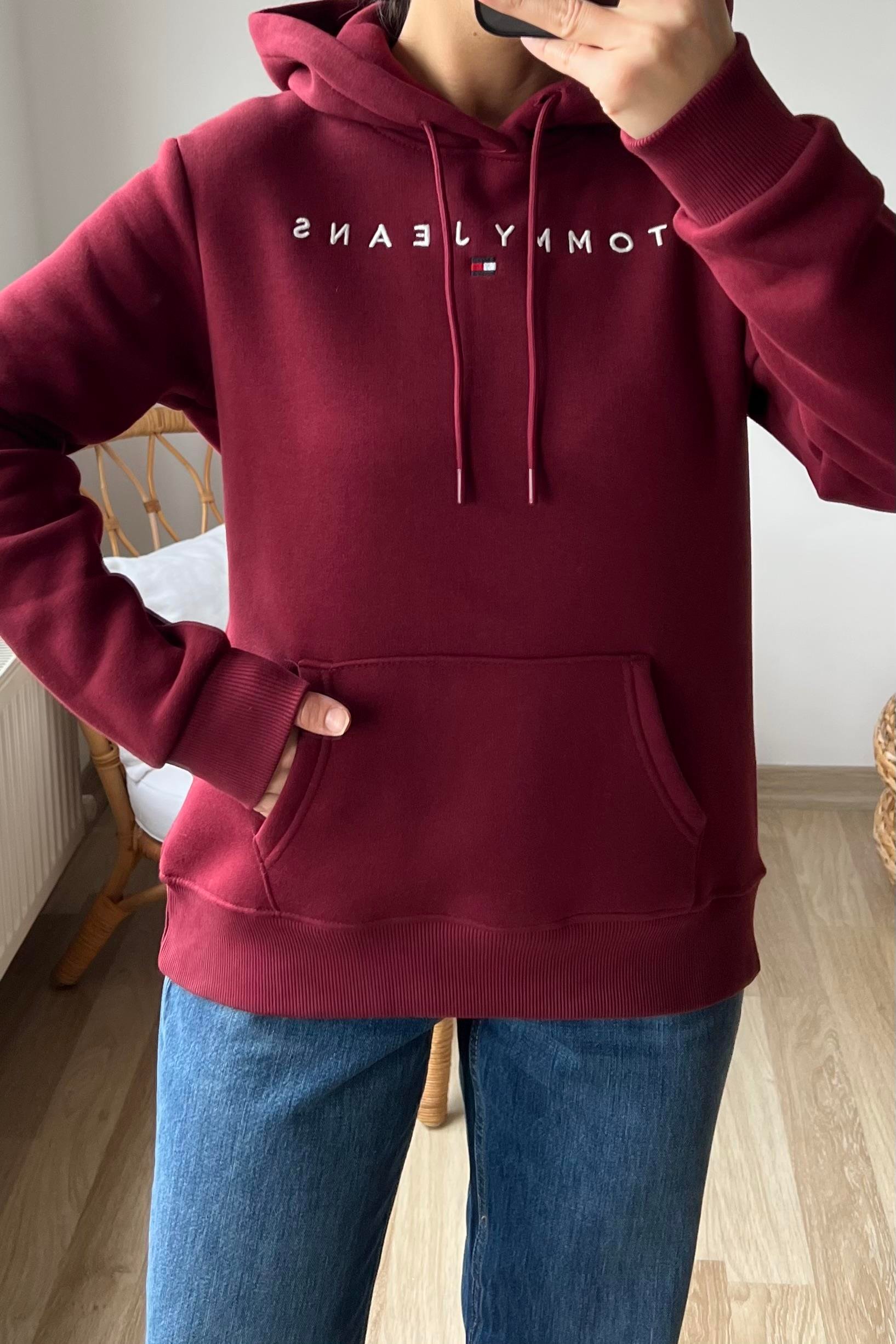 TH Bordo Kanguru Cepli Kapüşonlu Sweatshirt uygun fiyatlarda www.butikhola.com adresinde