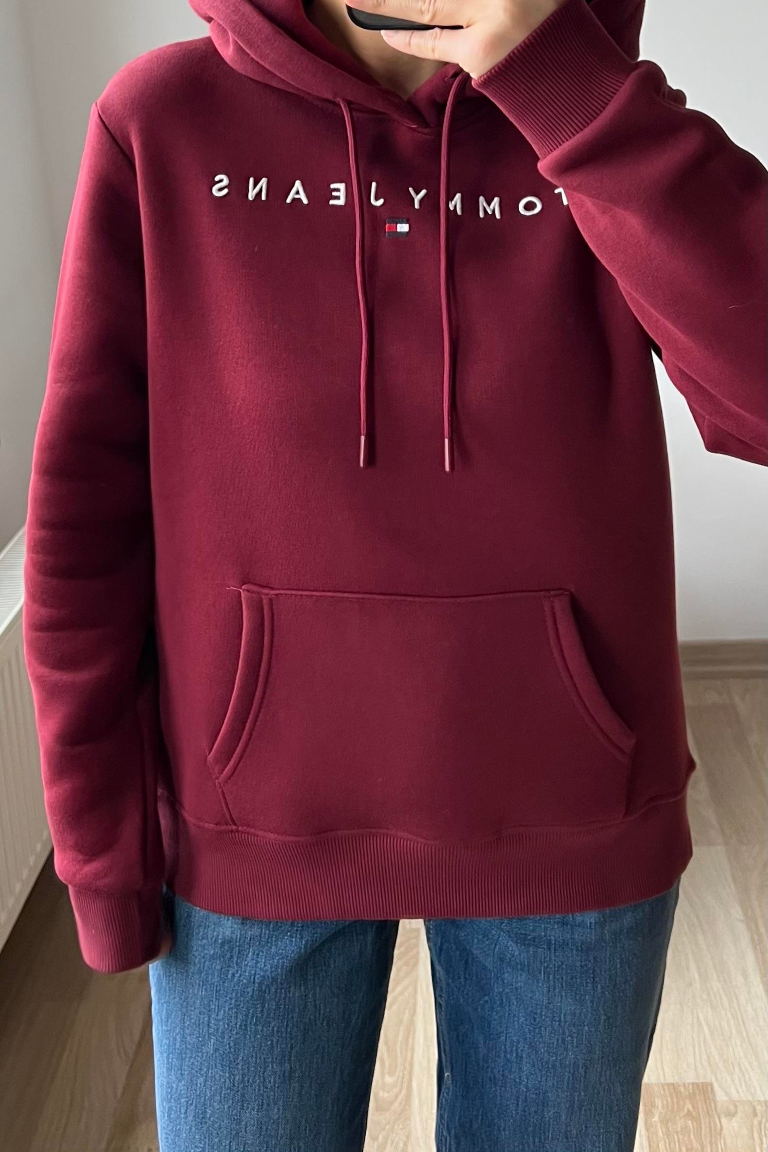 TH Bordo Kanguru Cepli Kapüşonlu Sweatshirt uygun fiyatlarda www.butikhola.com adresinde