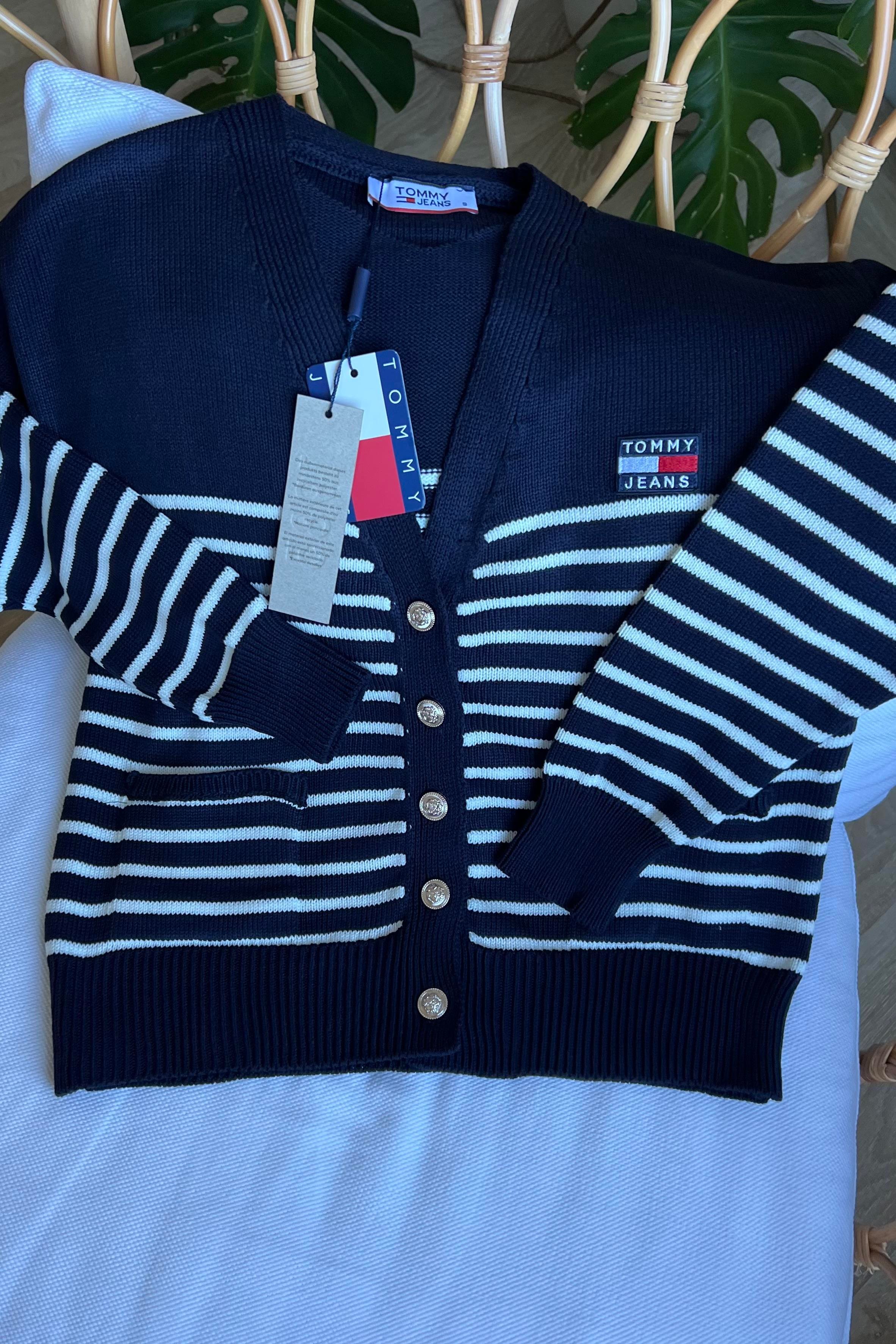 TH Lacivert Cep Detaylı Çizgili Hırka uygun fiyatlarda www.butikhola.com adresinde
