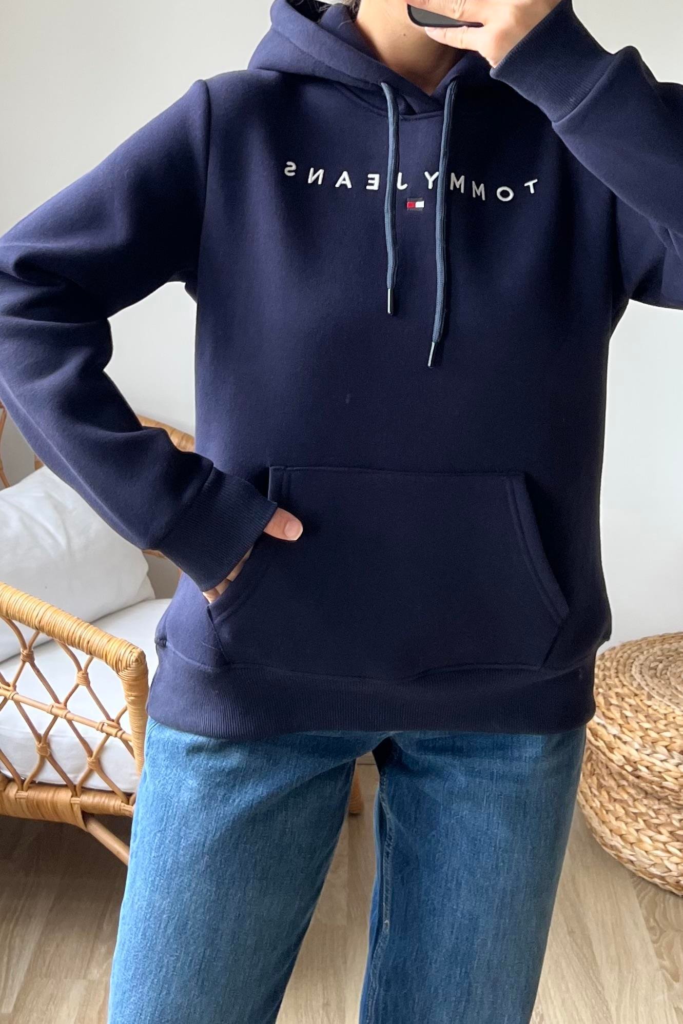 TH Lacivert Kanguru Cepli Kapüşonlu Sweatshirt uygun fiyatlarda www.butikhola.com adresinde