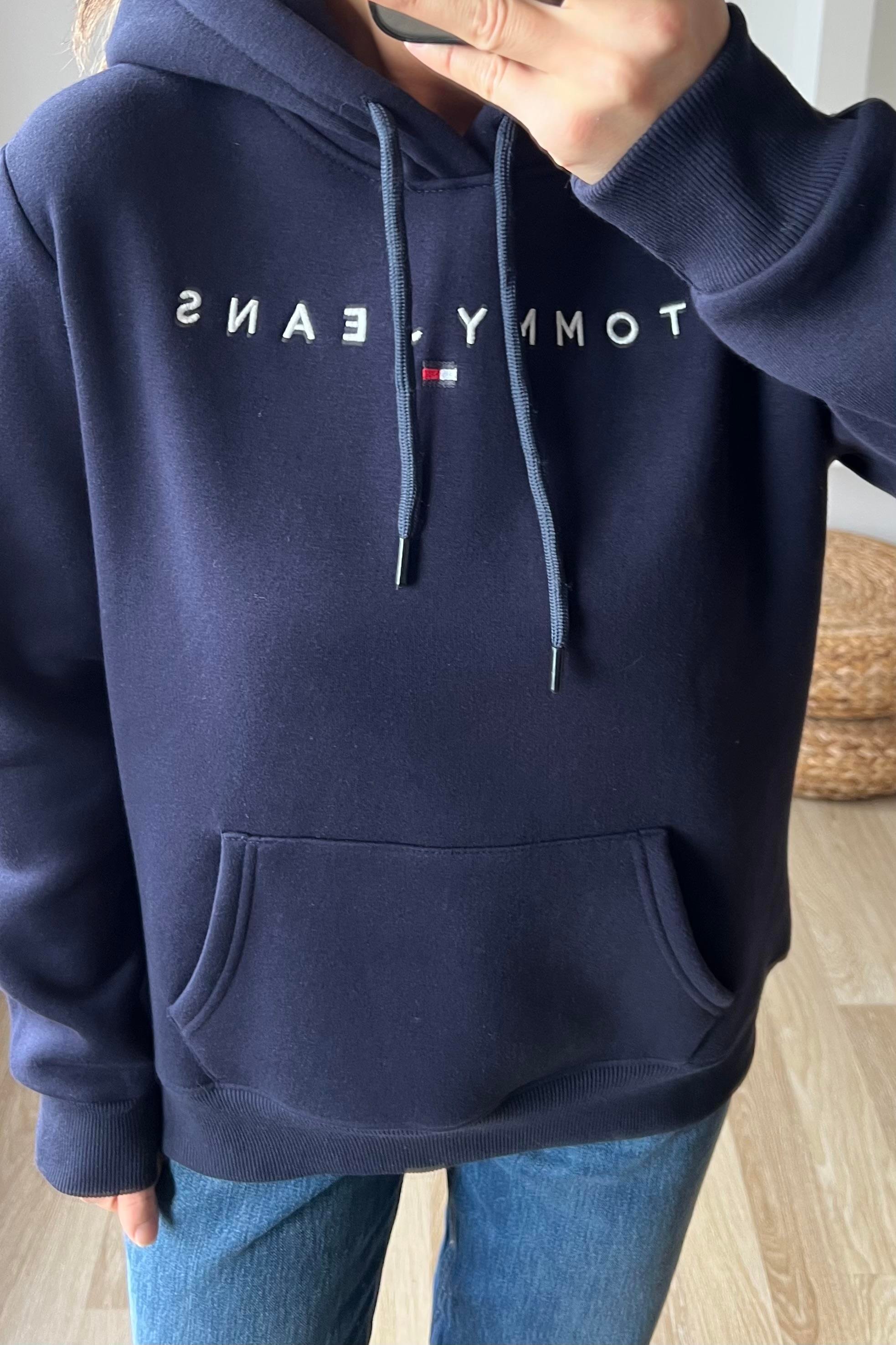 TH Lacivert Kanguru Cepli Kapüşonlu Sweatshirt uygun fiyatlarda www.butikhola.com adresinde