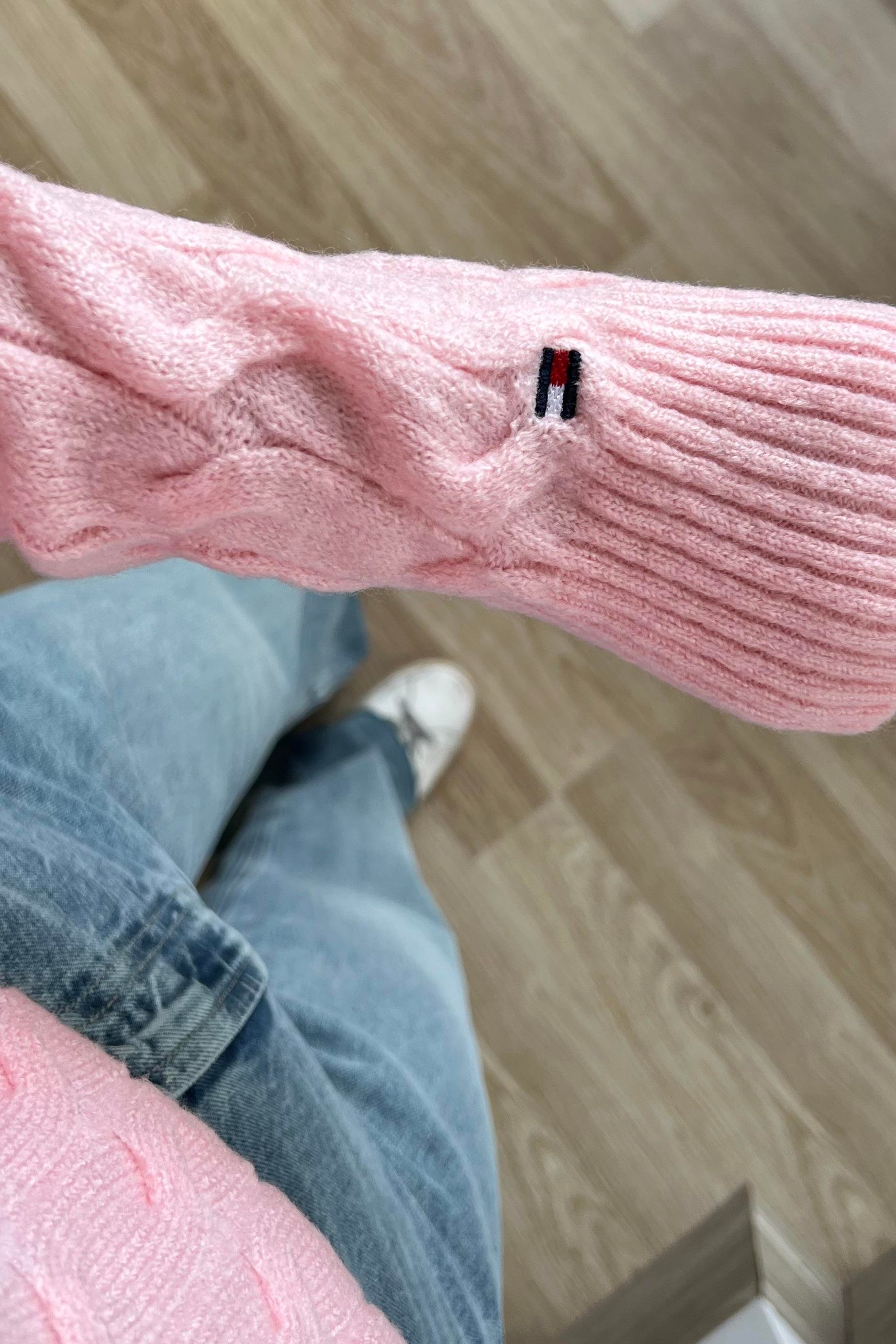 TH Pembe Saç Örgülü Yumuşak Dokulu Kazak  uygun fiyatlarda www.butikhola.com adresinde