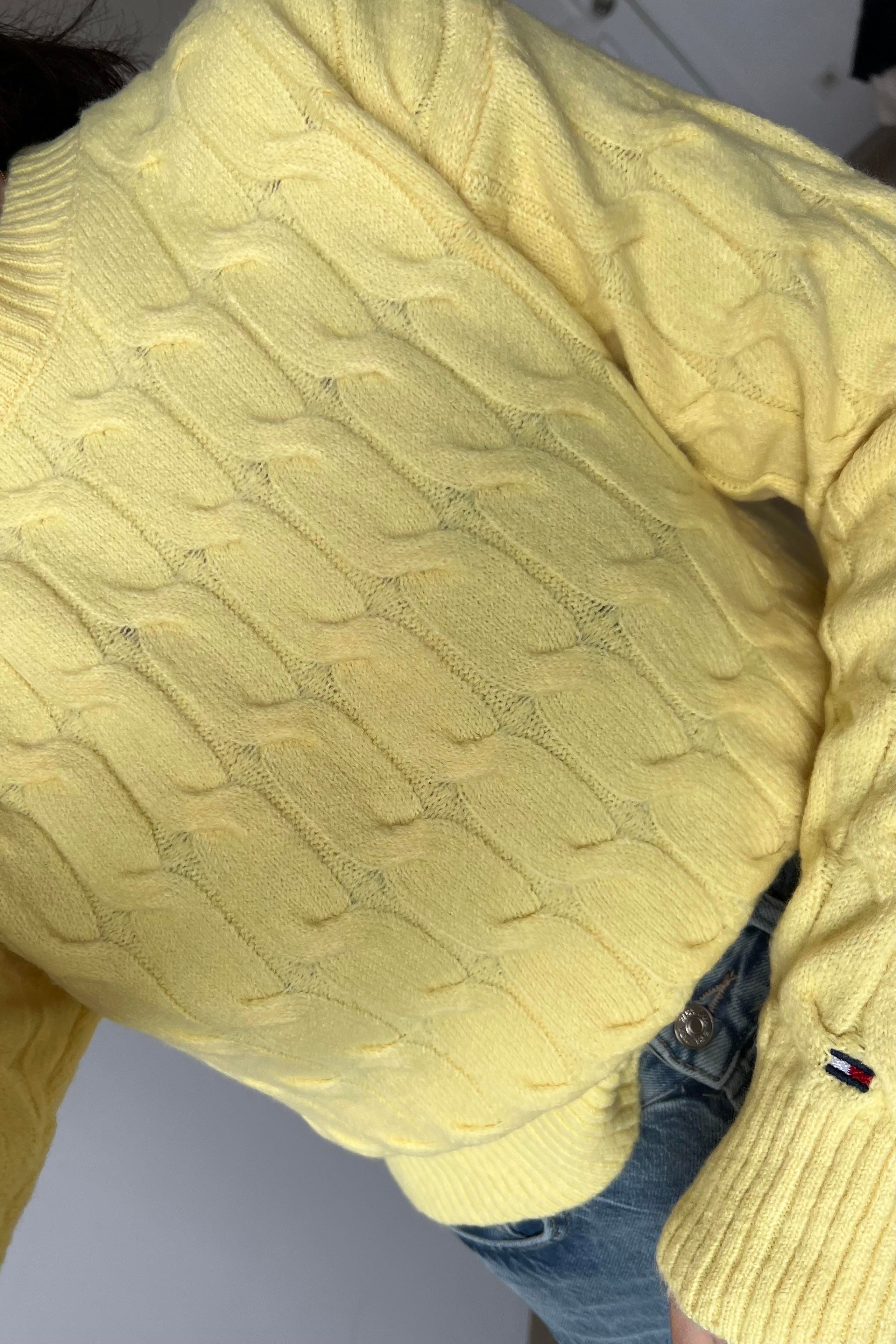 TH Sarı Saç Örgülü Yumuşak Dokulu Kazak  uygun fiyatlarda www.butikhola.com adresinde