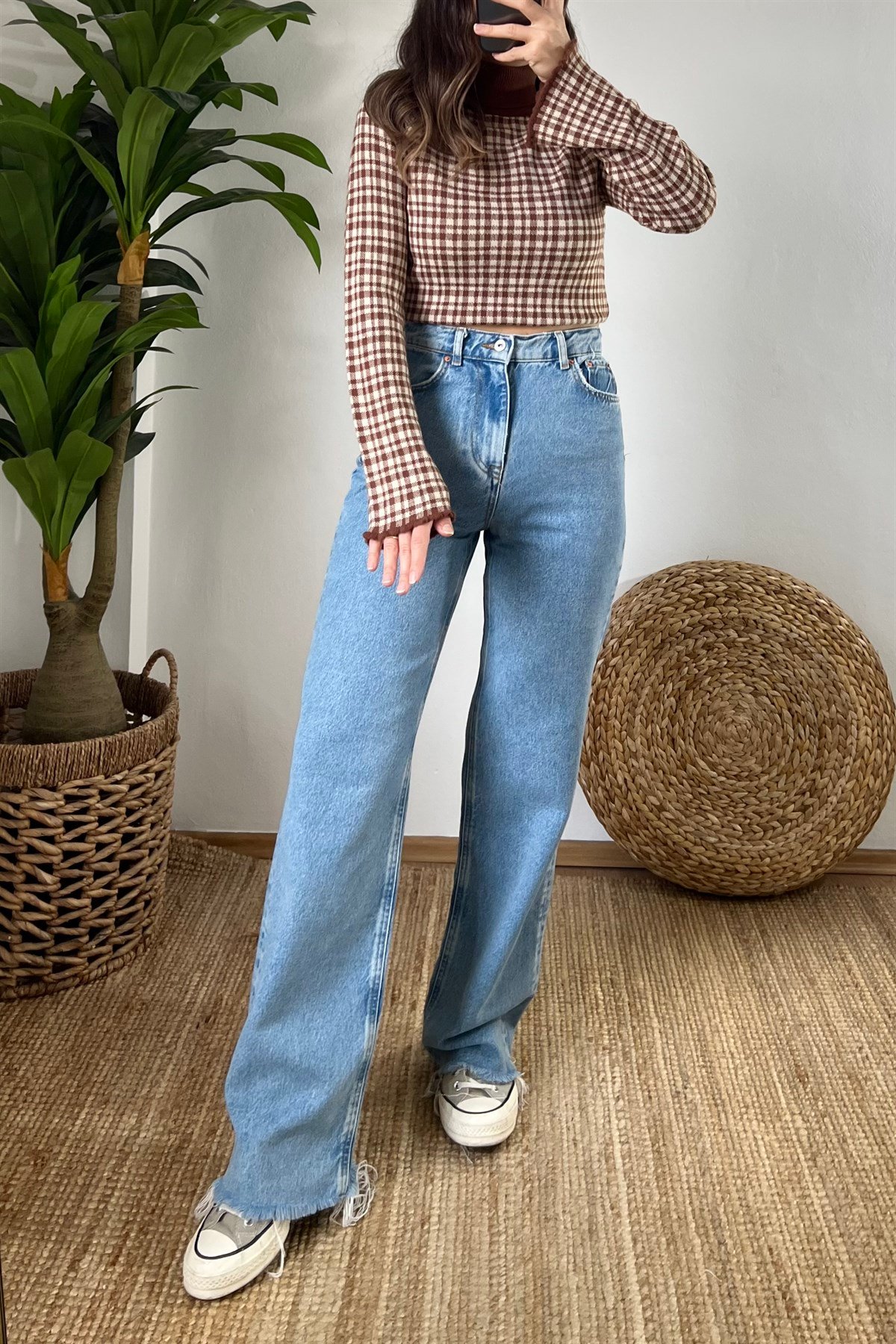 Twist Yüksek Bel Paça Detaylı Jean  uygun fiyatlarda www.butikhola.com adresinde