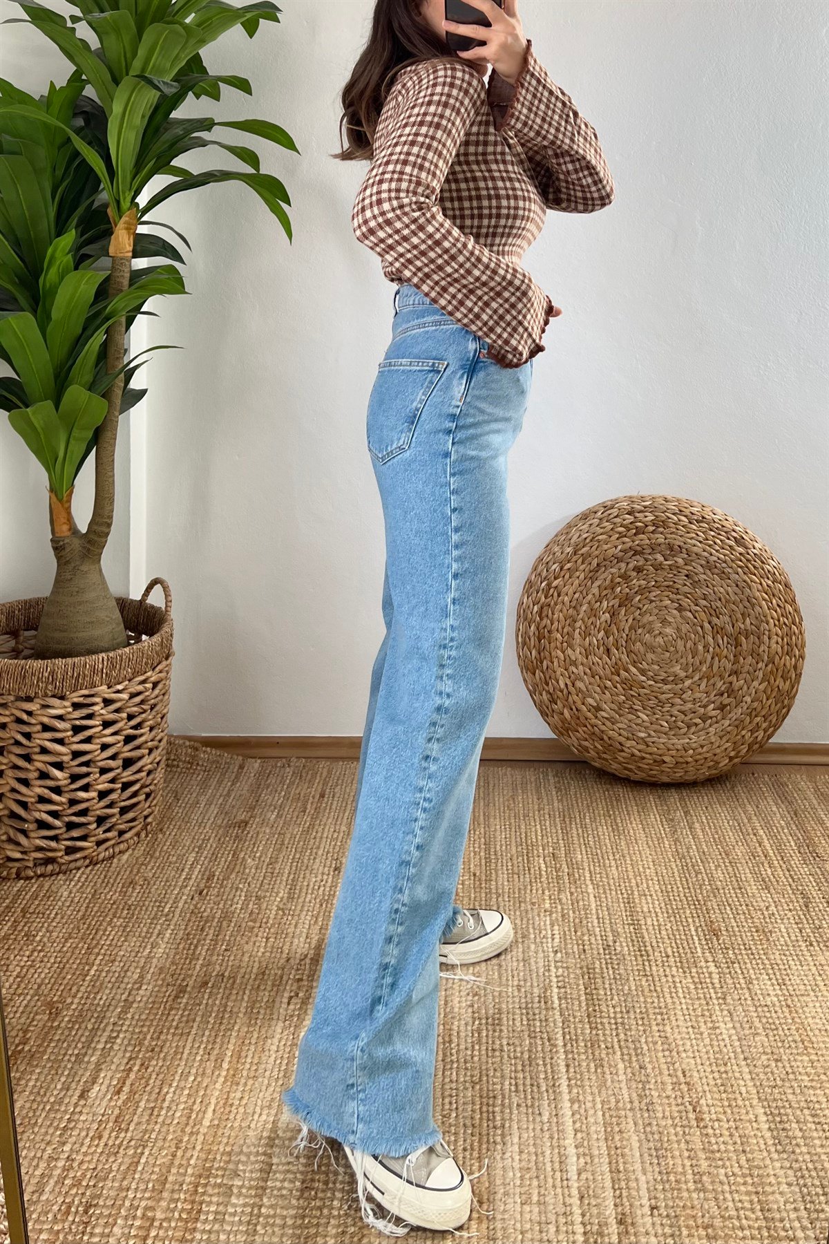 Twist Yüksek Bel Paça Detaylı Jean  uygun fiyatlarda www.butikhola.com adresinde