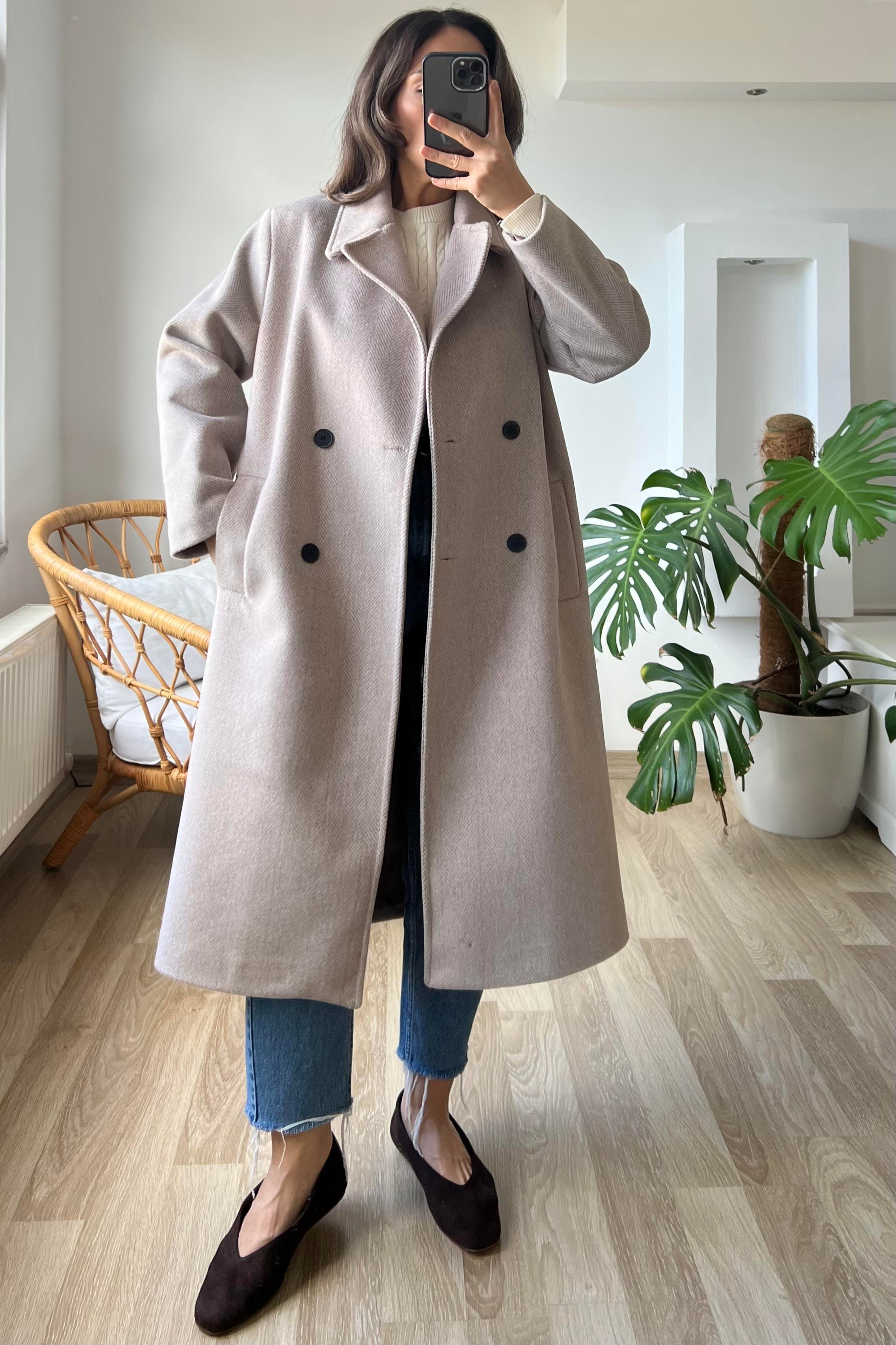 Vizon Balıksırtı Premium Kruvaze Kaban uygun fiyatlarda www.butikhola.com adresinde