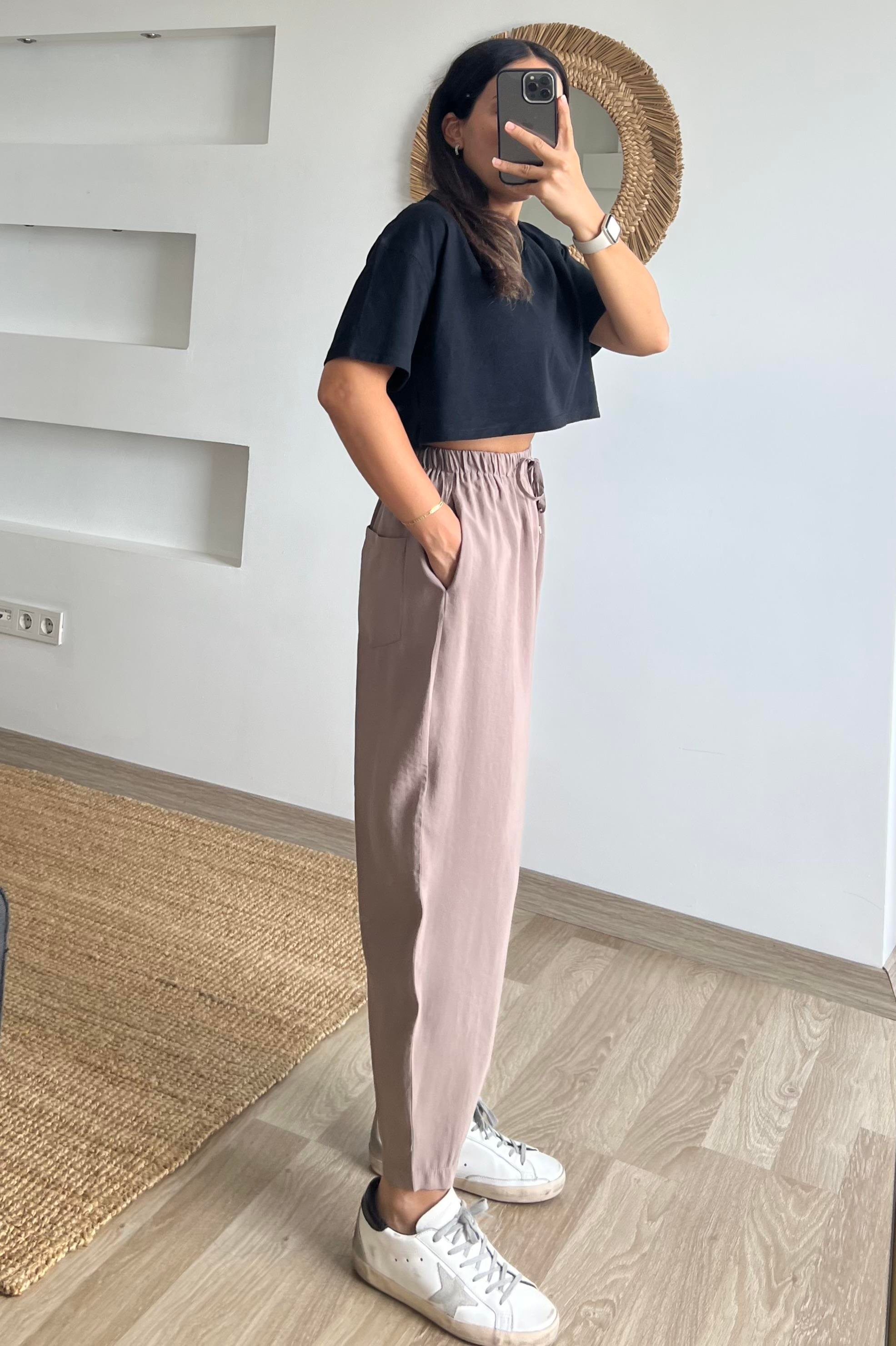 Vizon Beli Lastikli Şalvar Pantolon uygun fiyatlarda www.butikhola.com adresinde