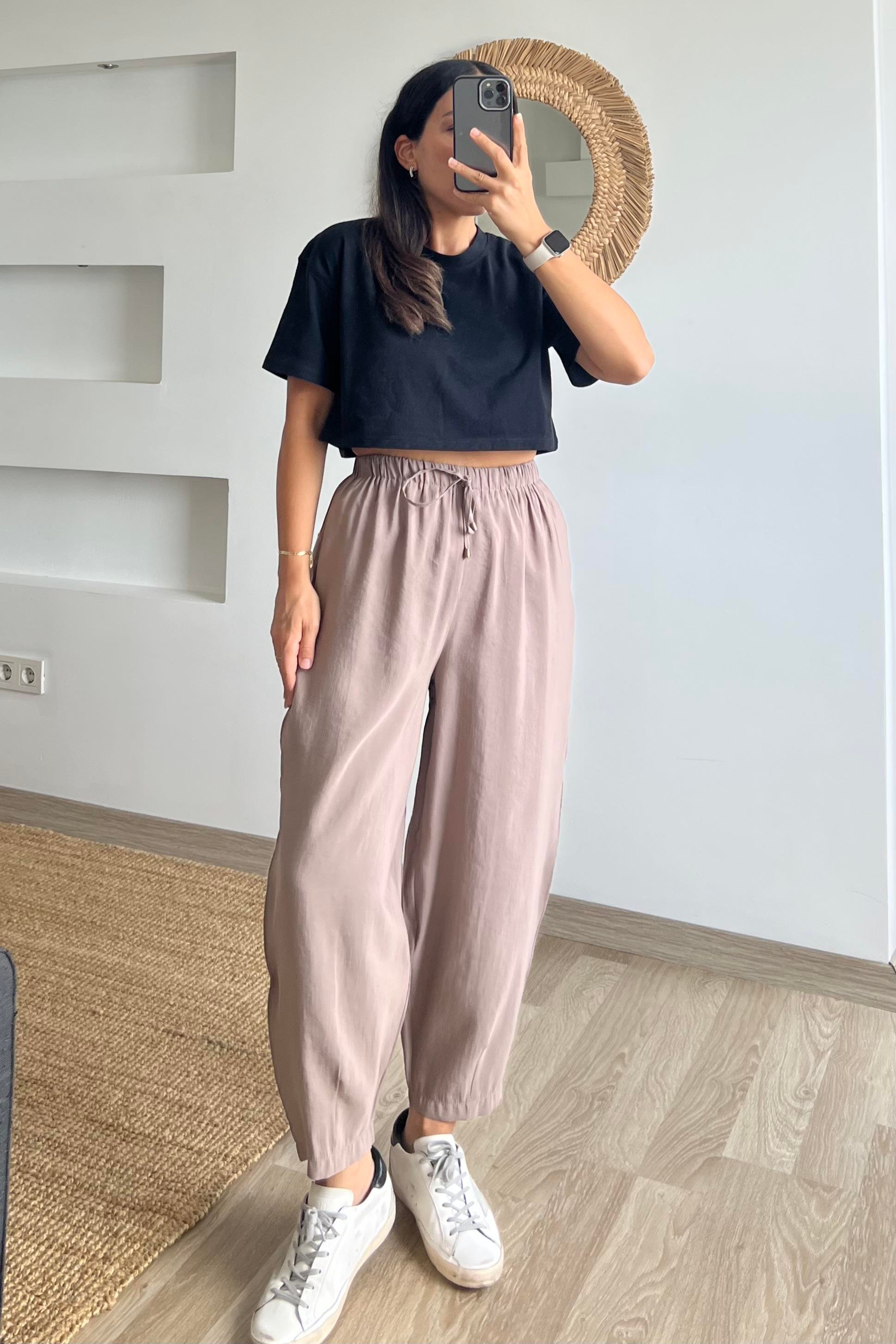 Vizon Beli Lastikli Şalvar Pantolon uygun fiyatlarda www.butikhola.com adresinde
