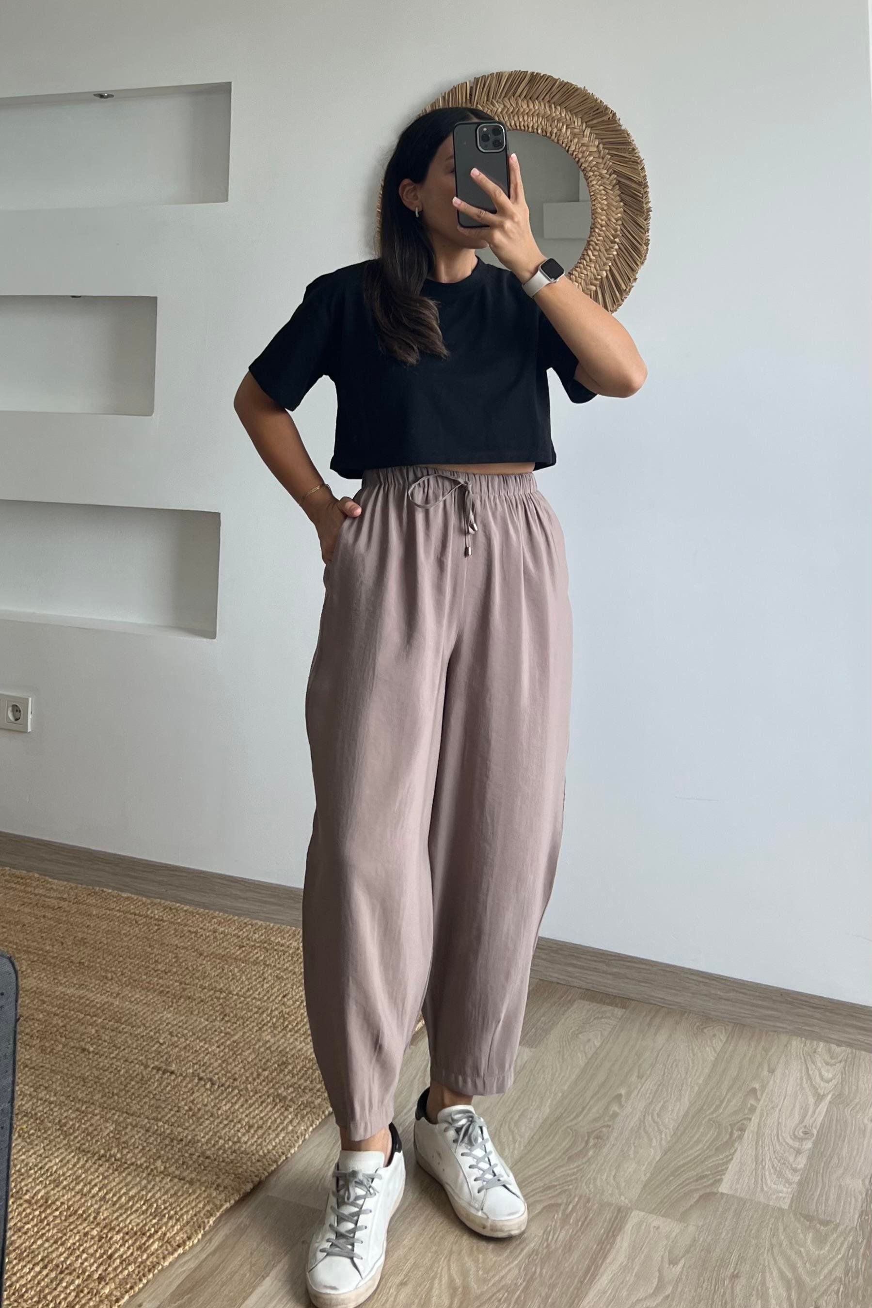 Vizon Beli Lastikli Şalvar Pantolon uygun fiyatlarda www.butikhola.com adresinde