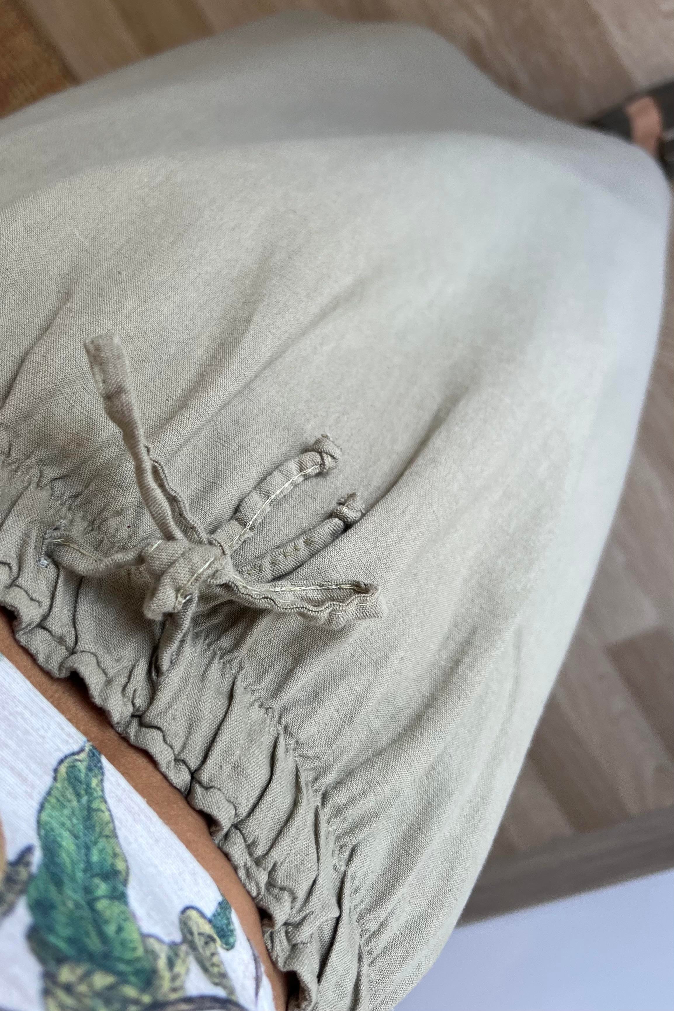 Yeşil Ham Keten Premium Etek uygun fiyatlarda www.butikhola.com adresinde