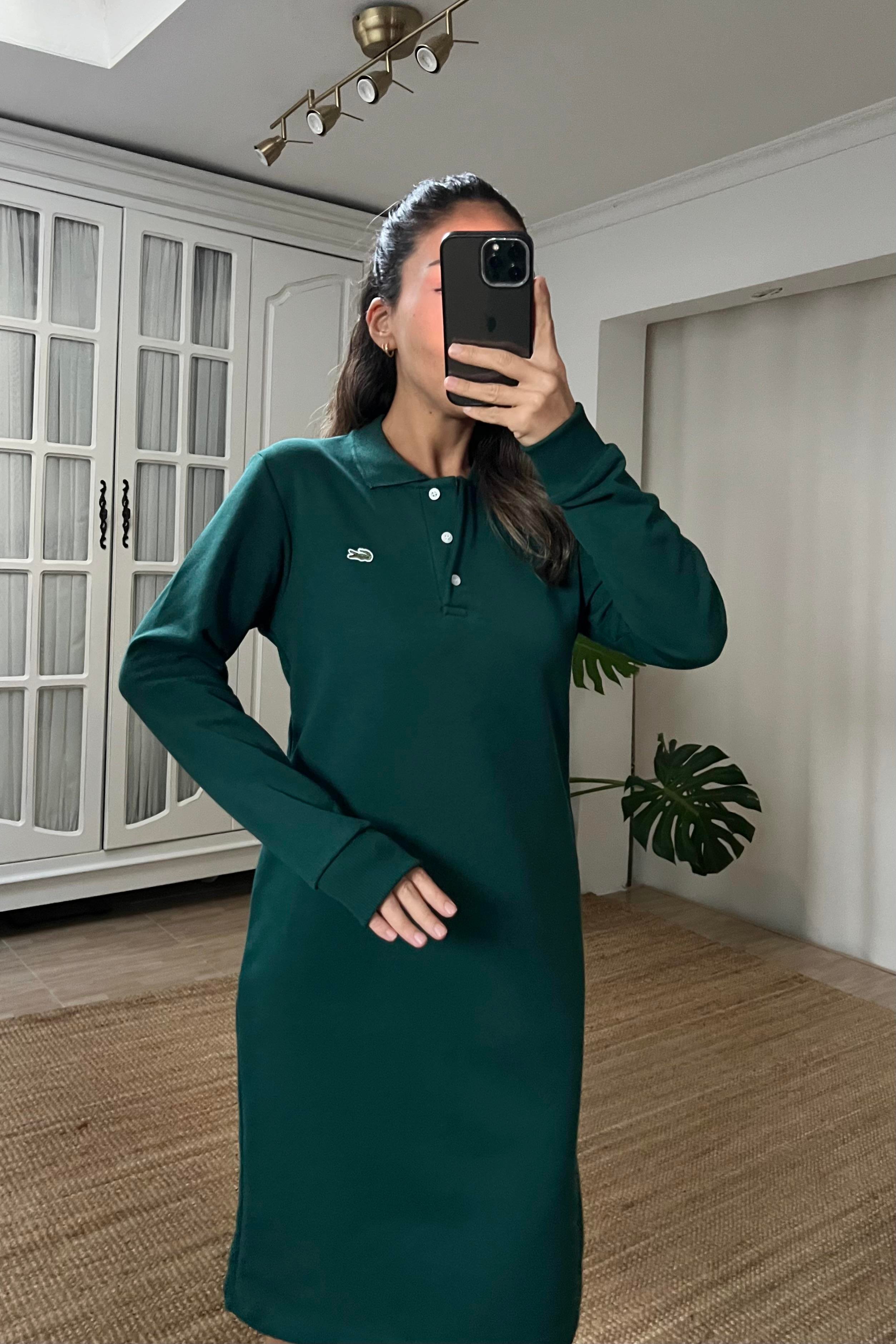 Yeşil Logo Nakışlı Polo Yaka Sweat Elbise uygun fiyatlarda www.butikhola.com adresinde