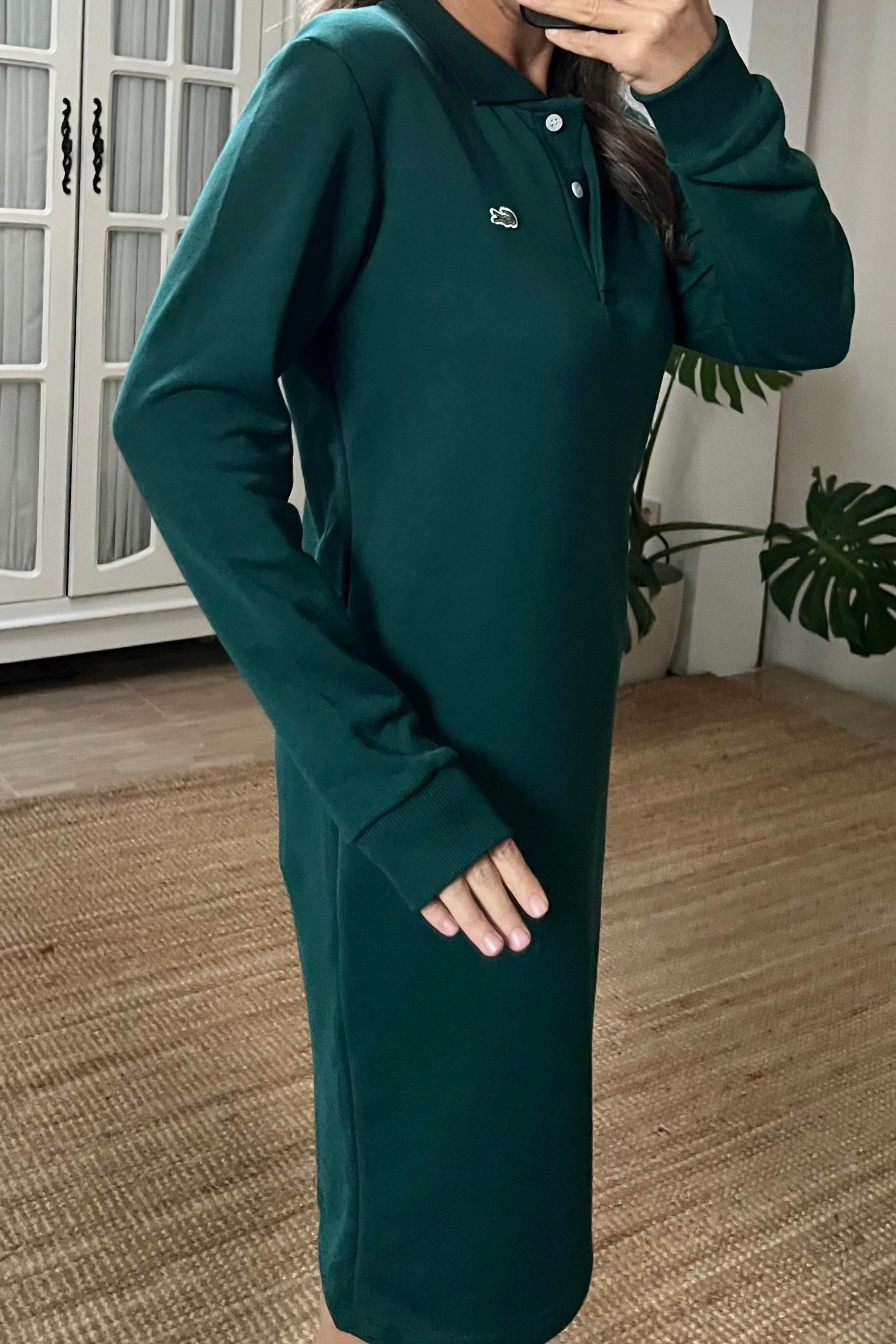 Yeşil Logo Nakışlı Polo Yaka Sweat Elbise uygun fiyatlarda www.butikhola.com adresinde