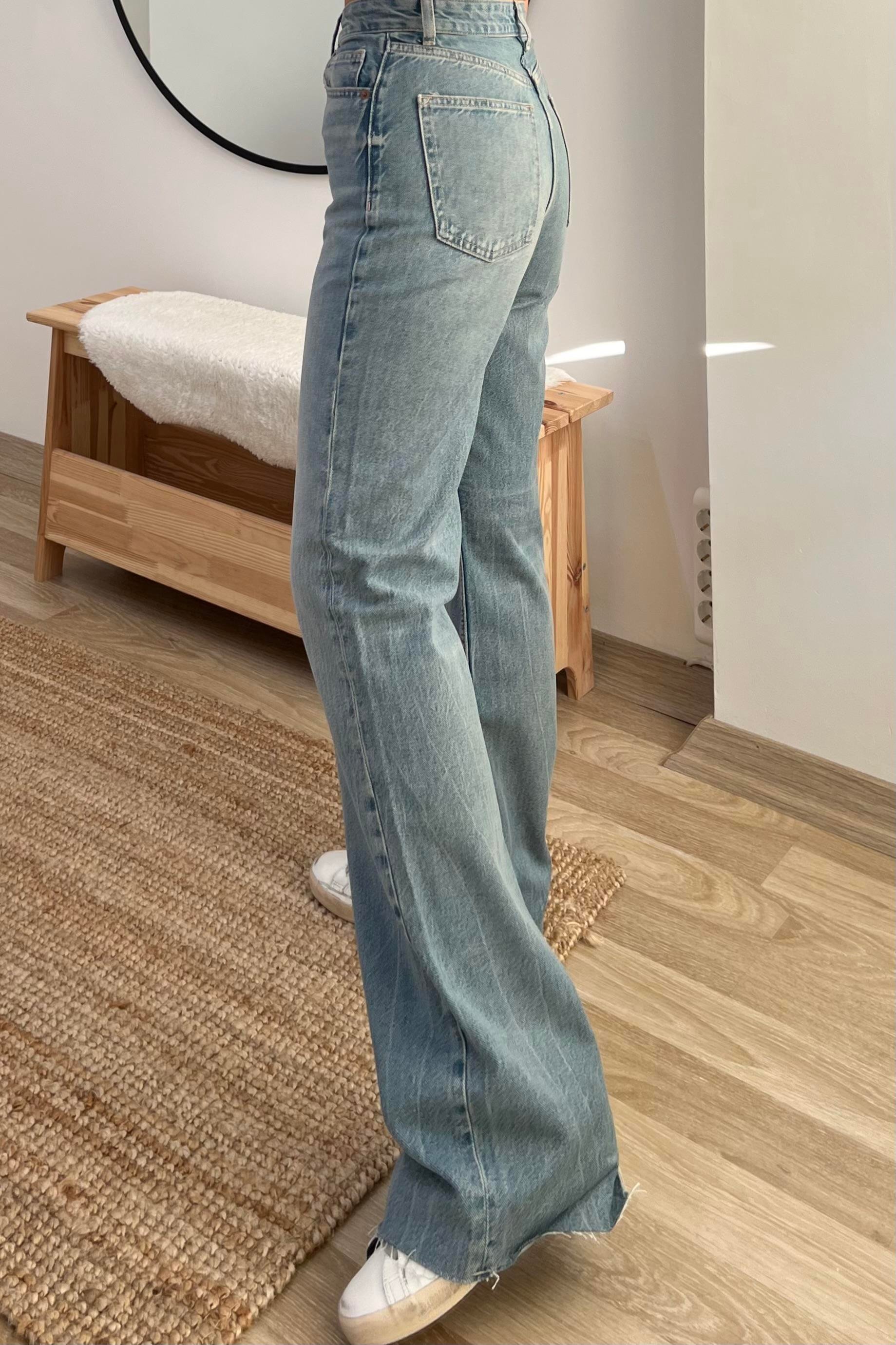 Zr Açık Mavi Yıkamalı Long Straight Fit Kesik Paça Jean  uygun fiyatlarda www.butikhola.com adresinde