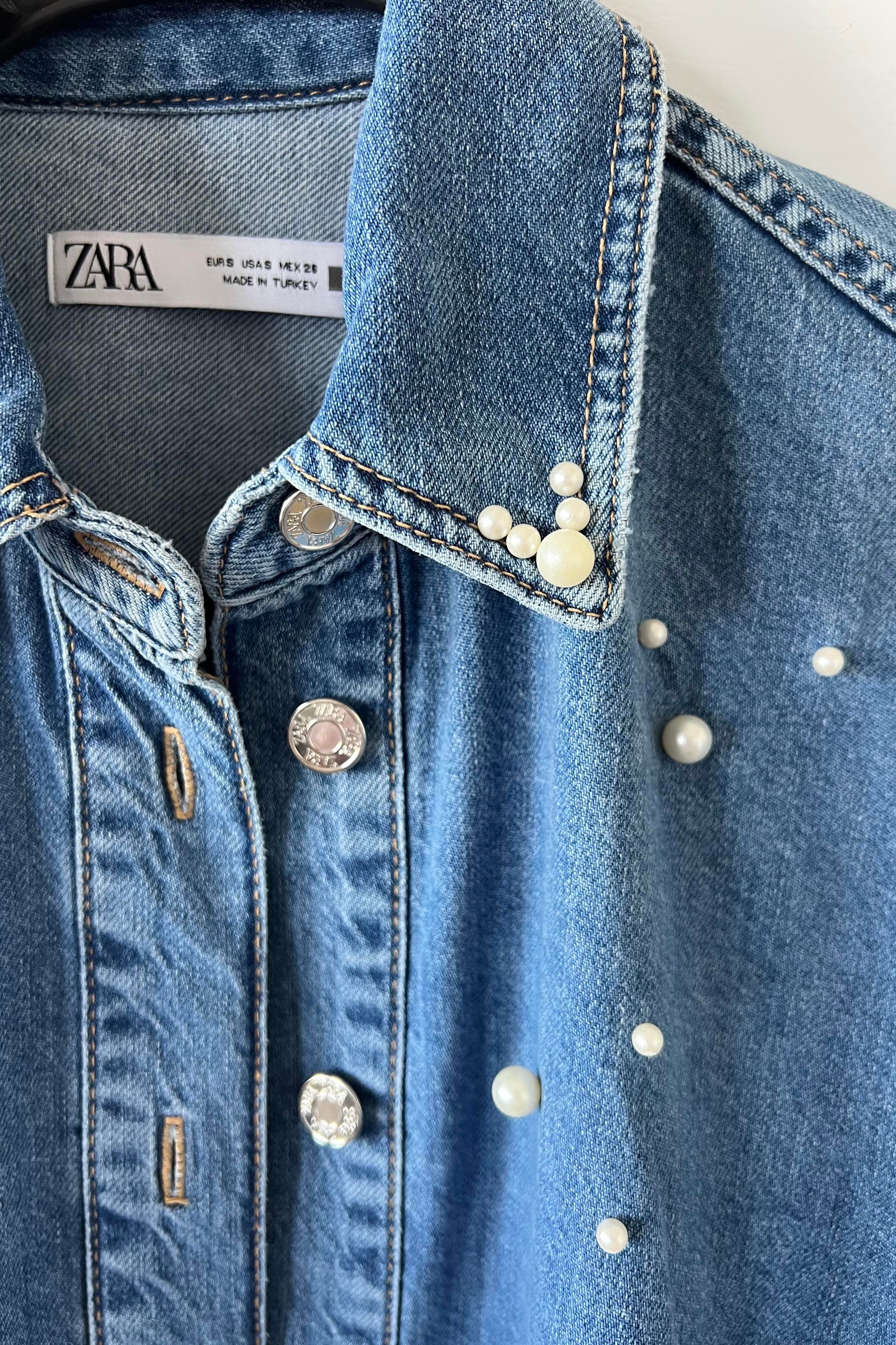Zr İnci Detaylı Kot Gömlek uygun fiyatlarda www.butikhola.com adresinde