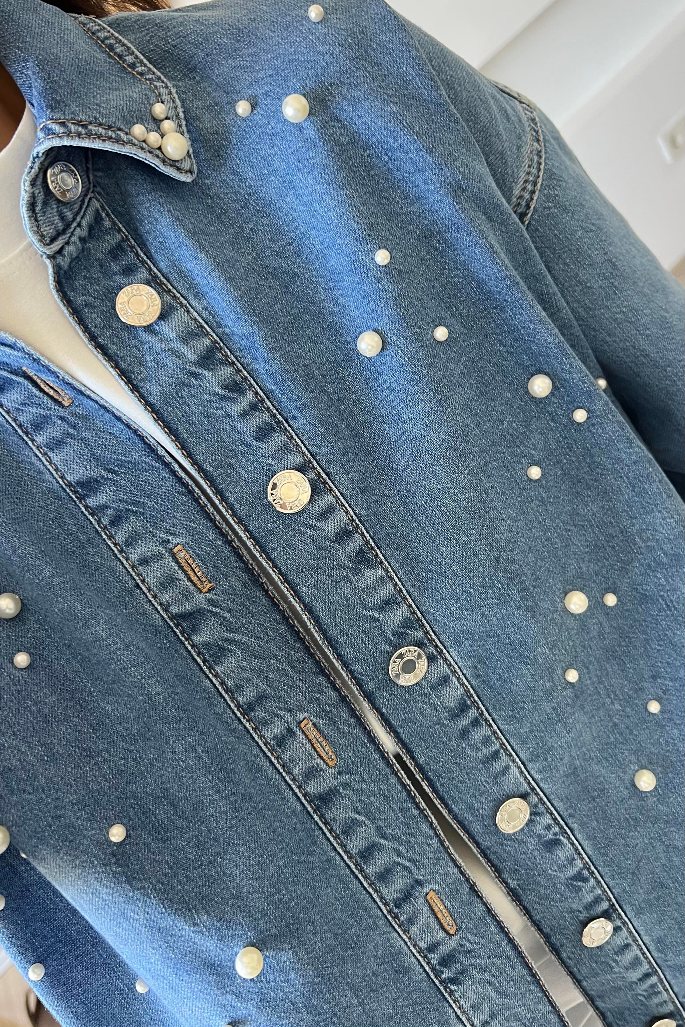 Zr İnci Detaylı Kot Gömlek uygun fiyatlarda www.butikhola.com adresinde
