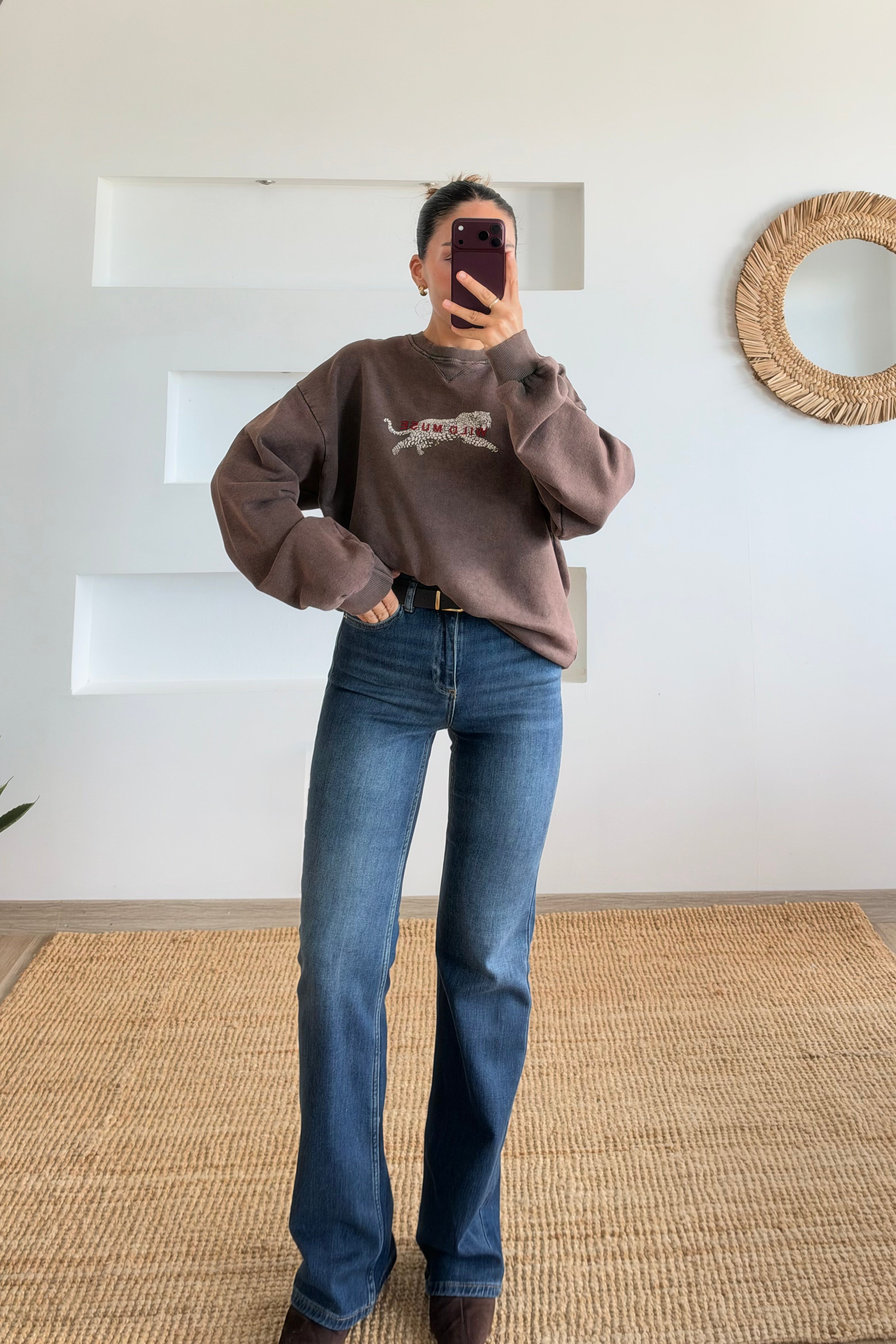 ZR Likralı Yüksek Bel Flare Jean uygun fiyatlarda www.butikhola.com adresinde