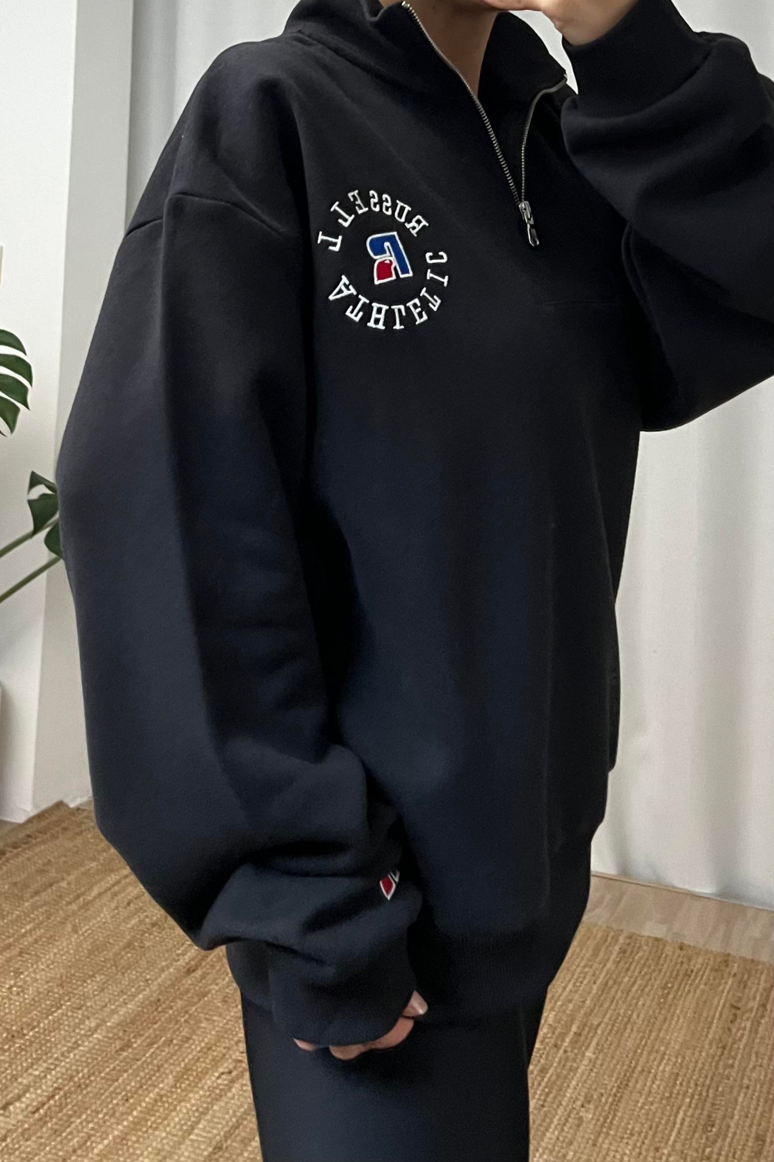 Zr Siyah Yakası Fermuarlı Oversize Sweatshirt uygun fiyatlarda www.butikhola.com adresinde