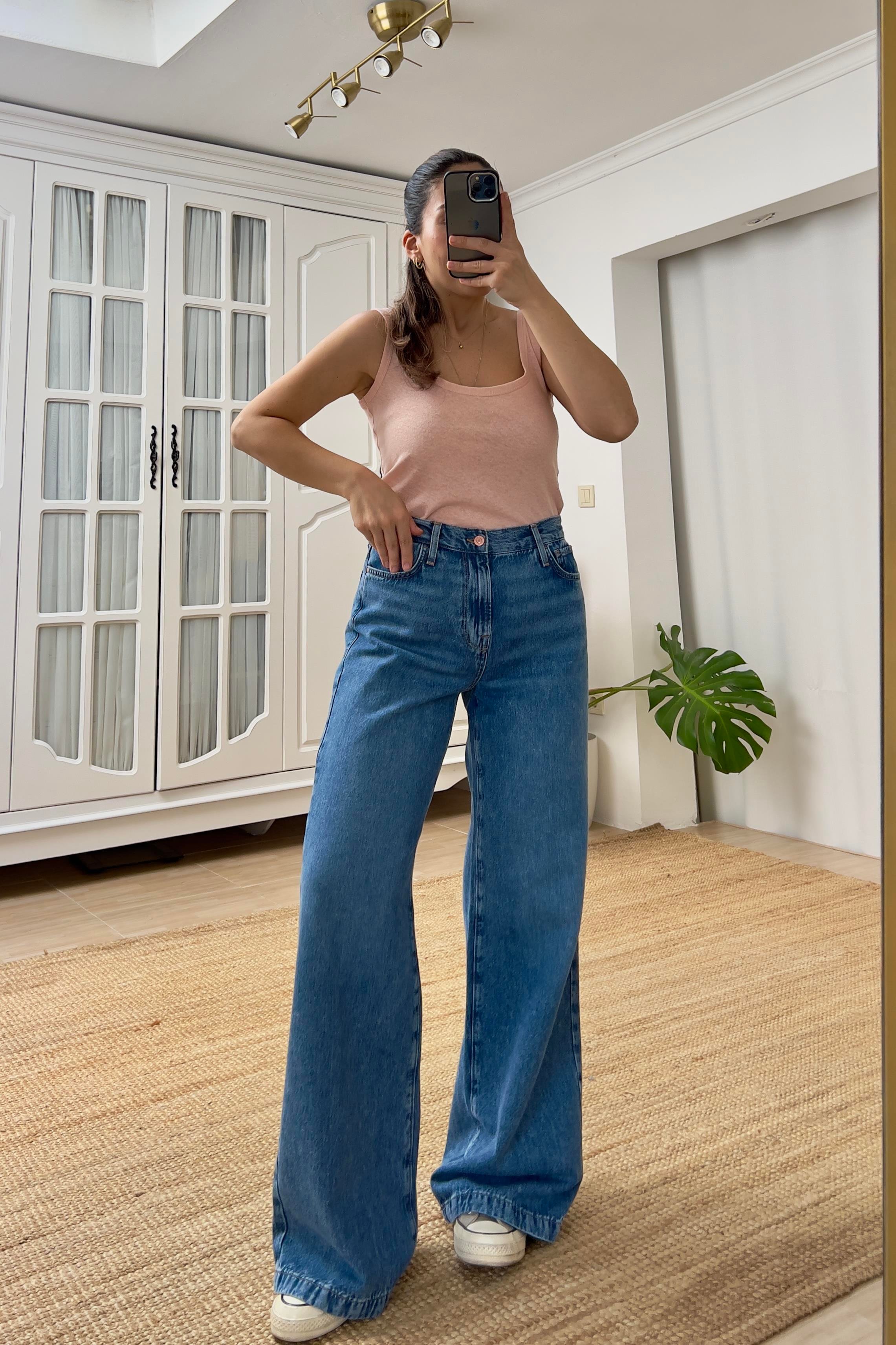 Zr Yüksek Bel Yıkamalı Bol Paça Jean uygun fiyatlarda www.butikhola.com adresinde
