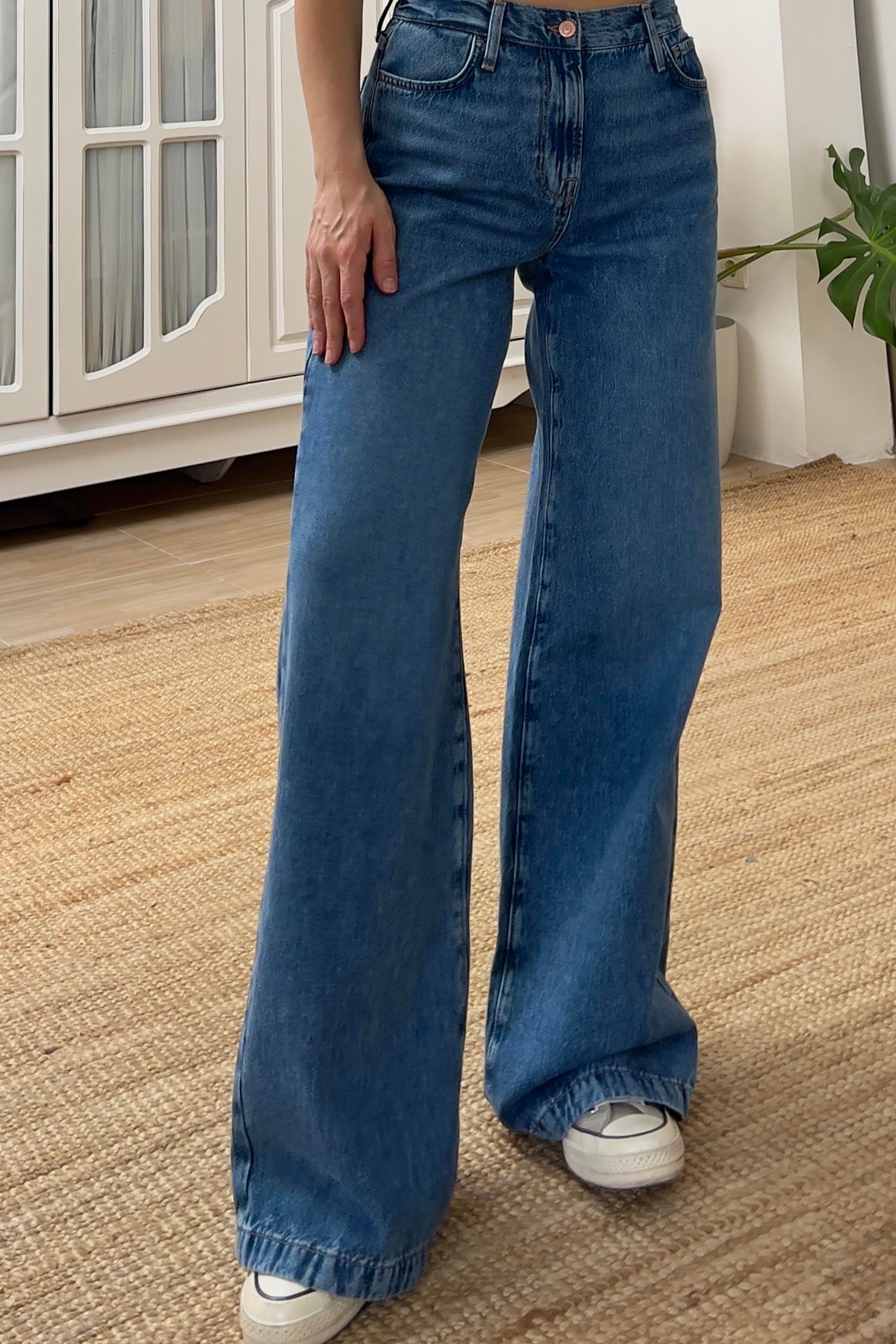 Zr Yüksek Bel Yıkamalı Bol Paça Jean uygun fiyatlarda www.butikhola.com adresinde