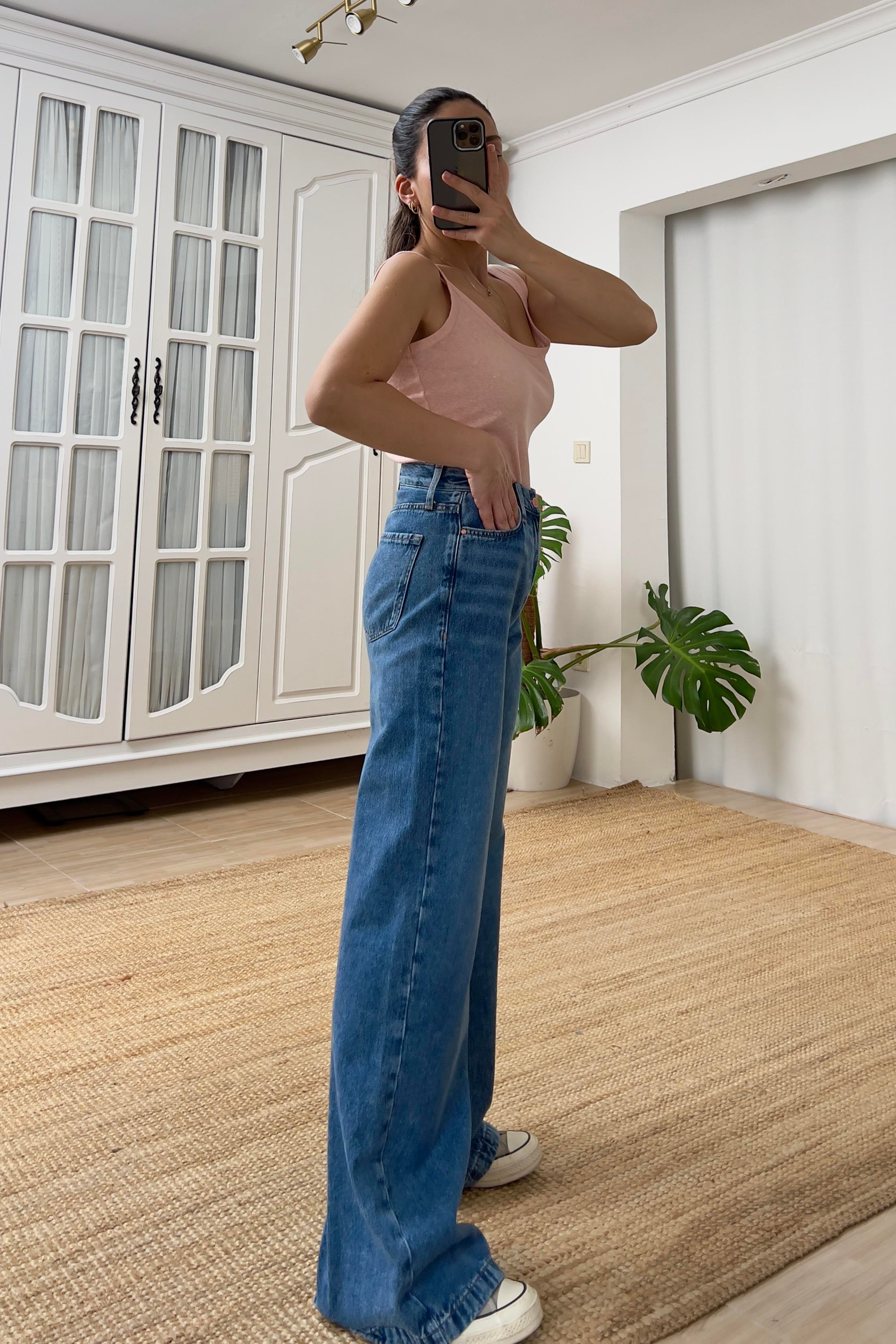 Zr Yüksek Bel Yıkamalı Bol Paça Jean uygun fiyatlarda www.butikhola.com adresinde