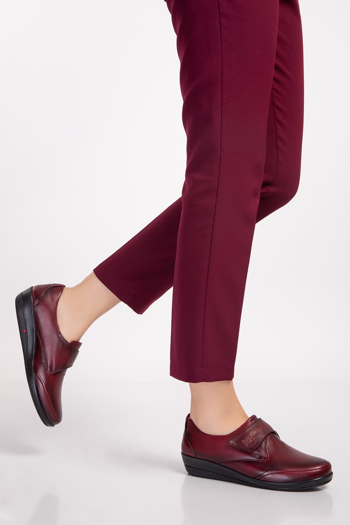 Burgundy Diabetic Orthopedic Womens Walking Shoes