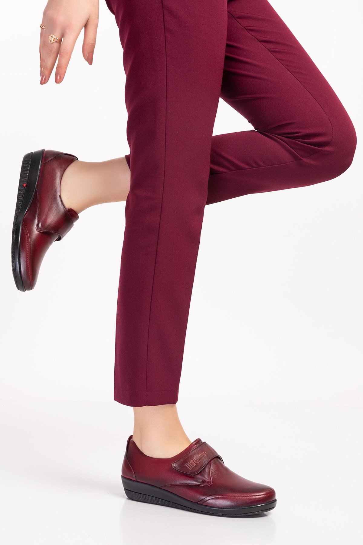 Burgundy Diabetic Orthopedic Womens Walking Shoes