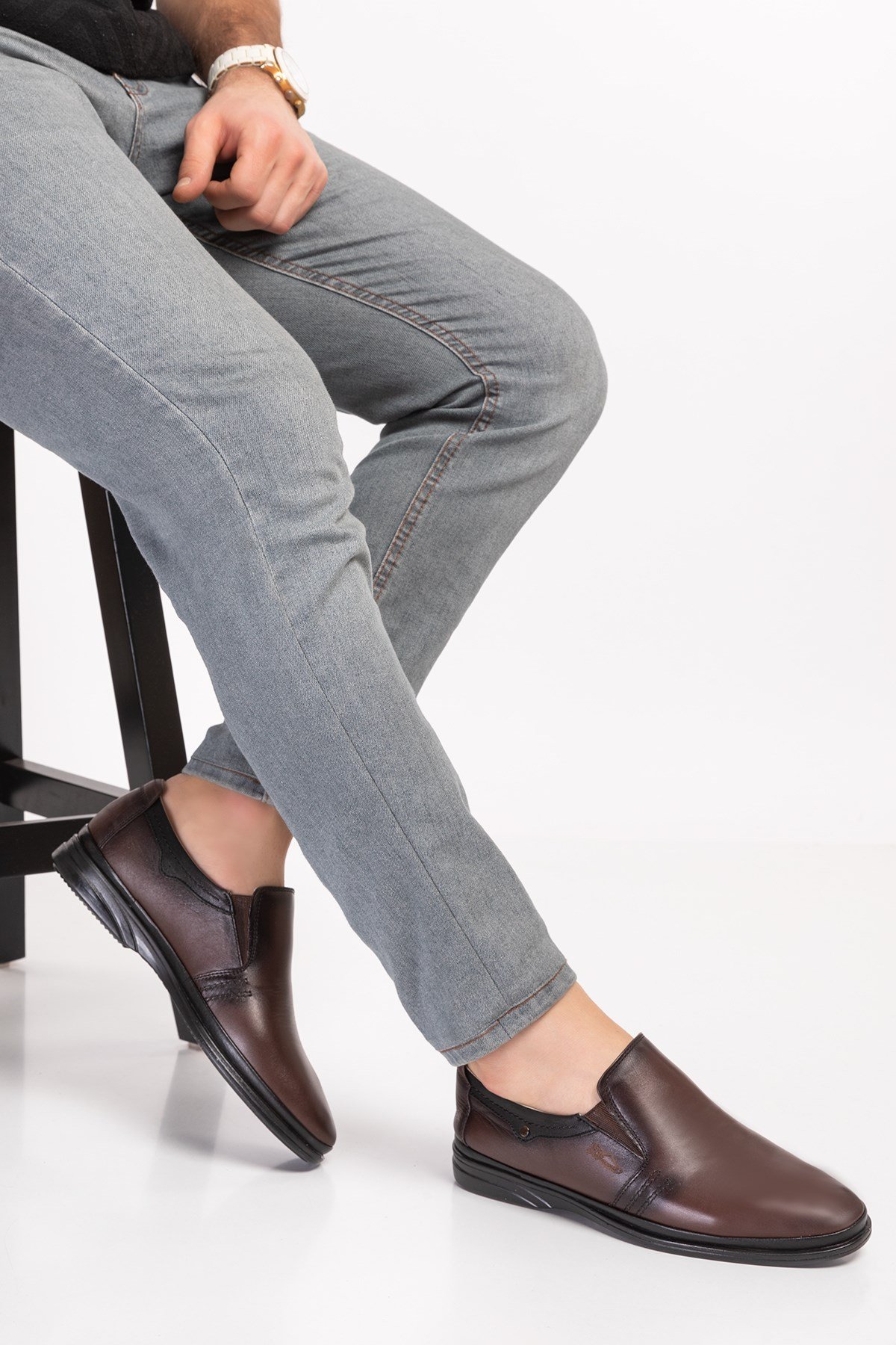 Dark Brown Diabetic Orthopedic Classic Men Shoes