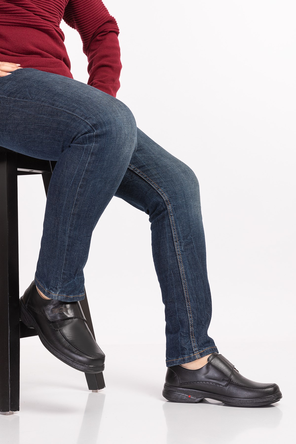 Black Diabetic Orthopedic For Men Walking Shoes