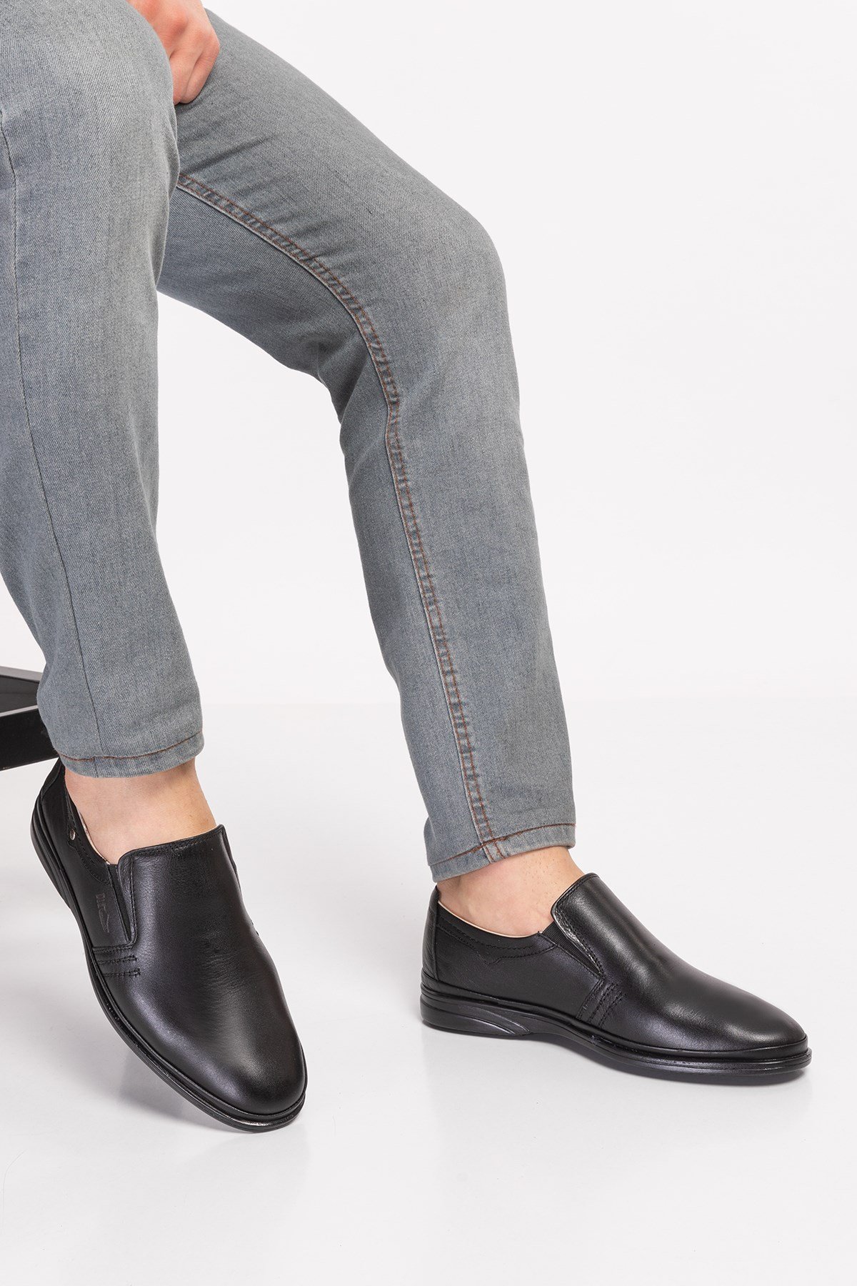 Dark Black Diabetic Orthopedic Classic Men Shoes