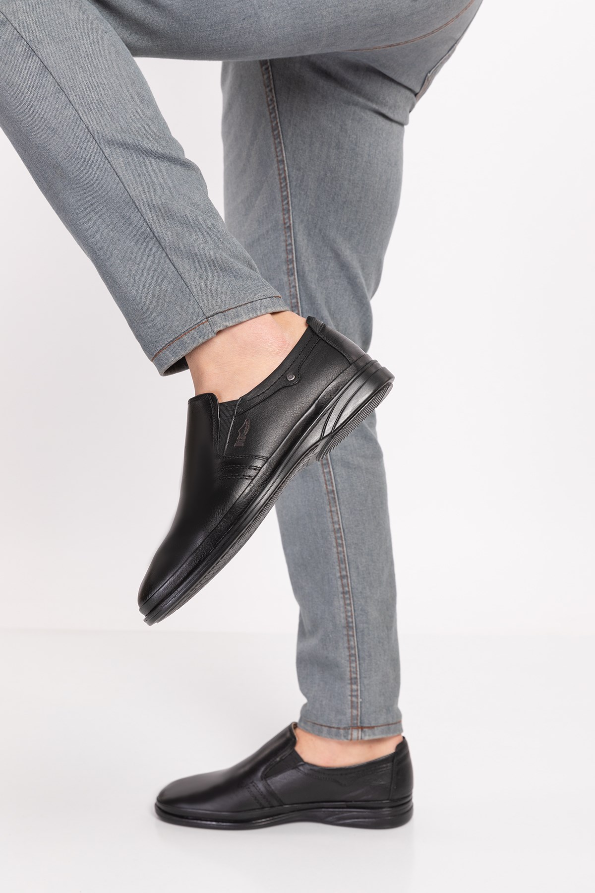 Dark Black Diabetic Orthopedic Classic Men Shoes