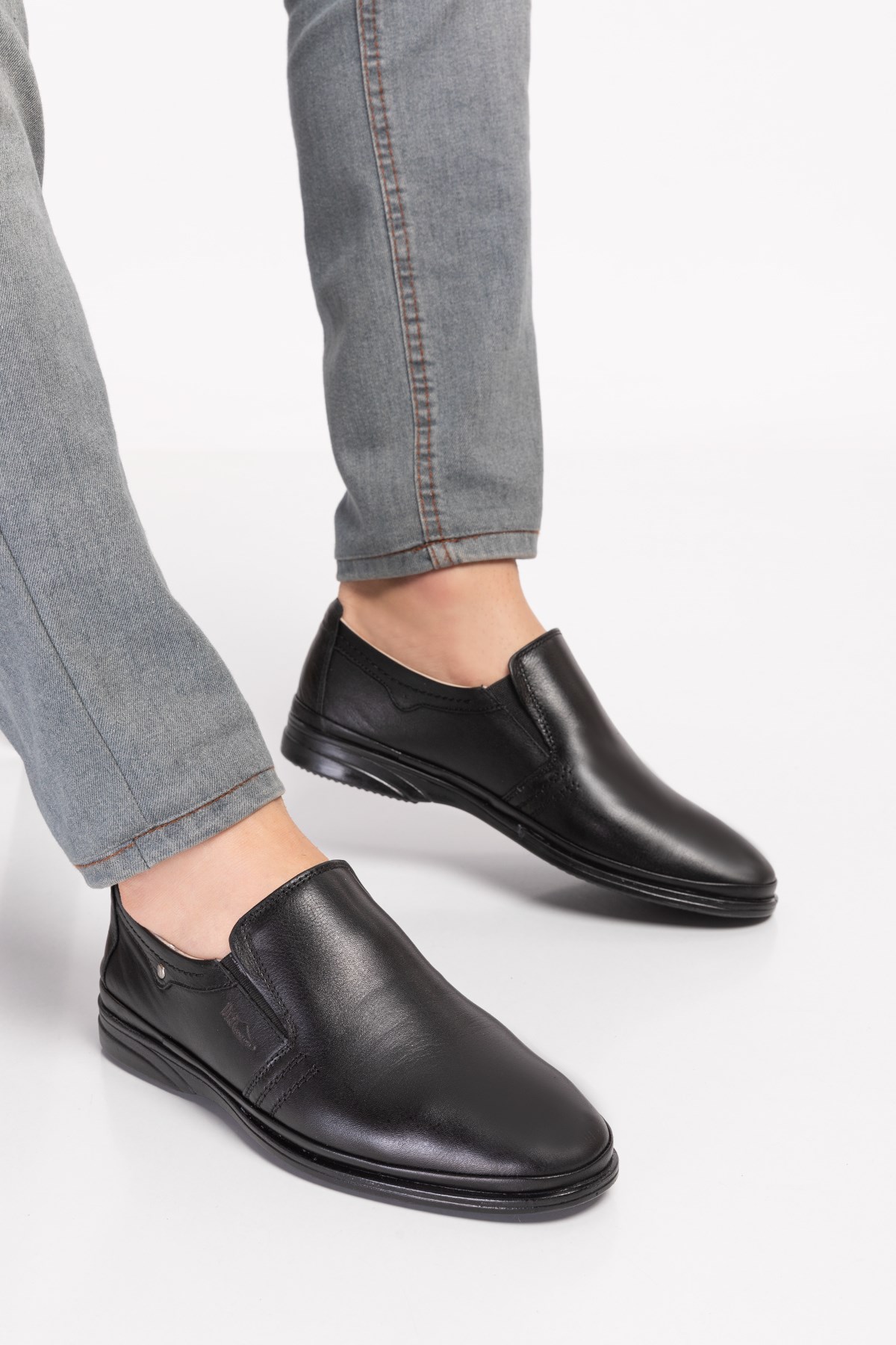 Dark Black Diabetic Orthopedic Classic Men Shoes