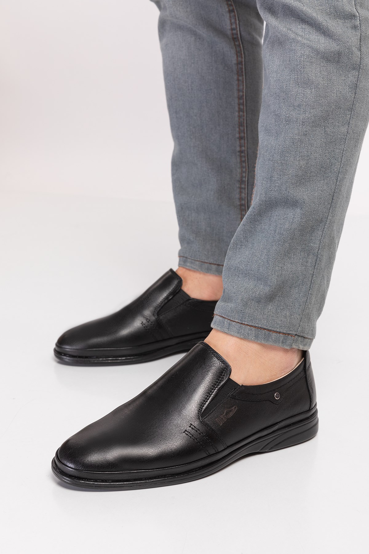 Dark Black Diabetic Orthopedic Classic Men Shoes