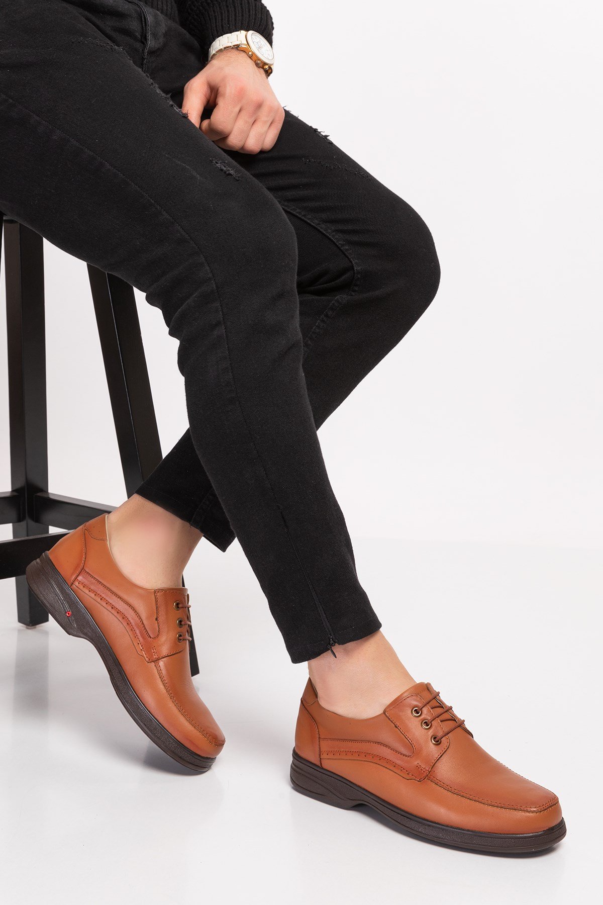 Brown Diabetic Orthopedic Mens Walking Shoes