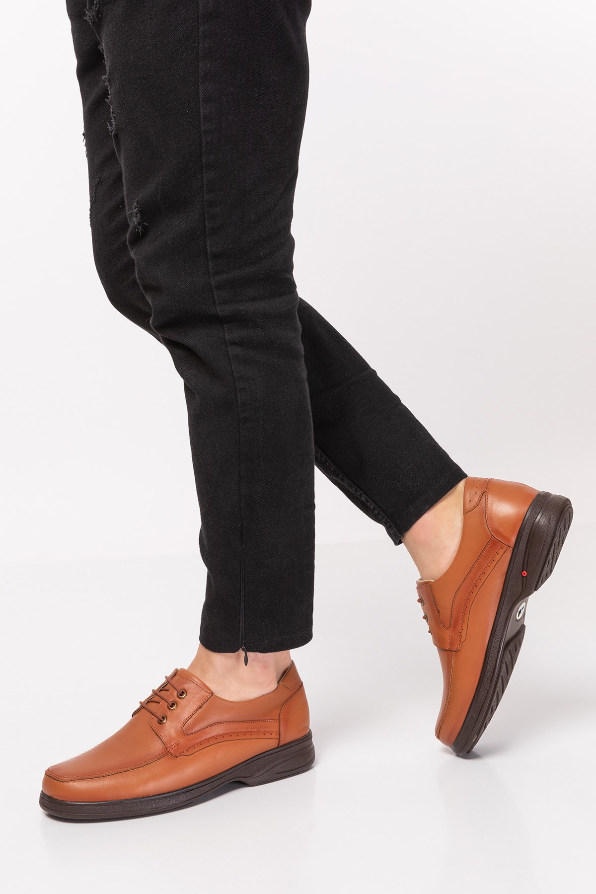 Brown Diabetic Orthopedic Mens Walking Shoes