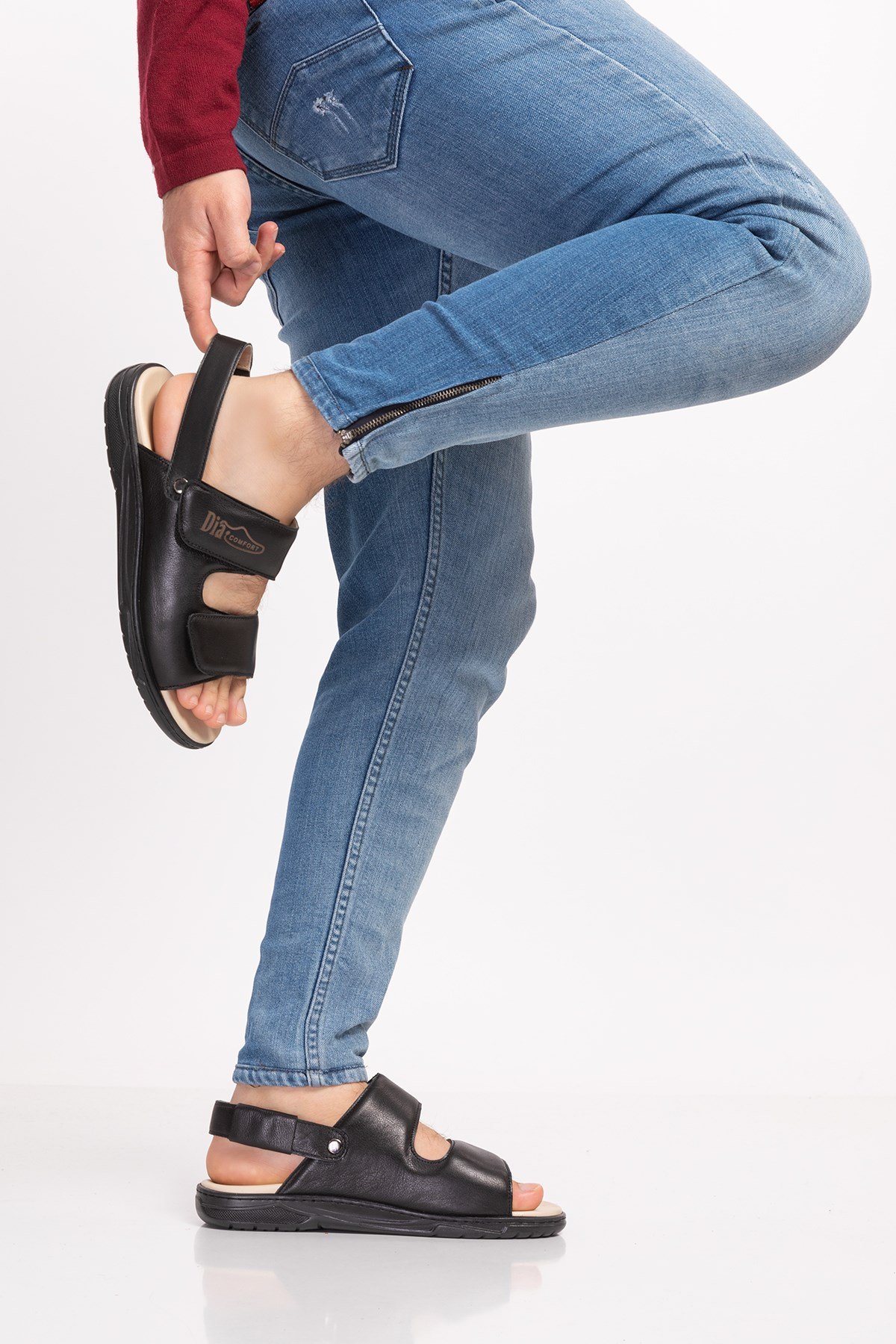 Black Diabetic Orthopedic For Men Sandals