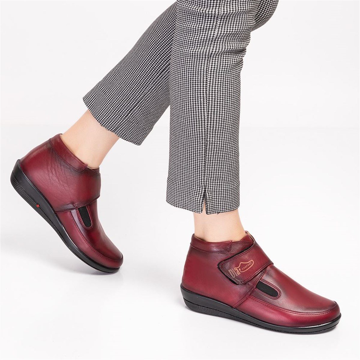 Burgundy Diabetic Orthopedic For Women Casual Shoes