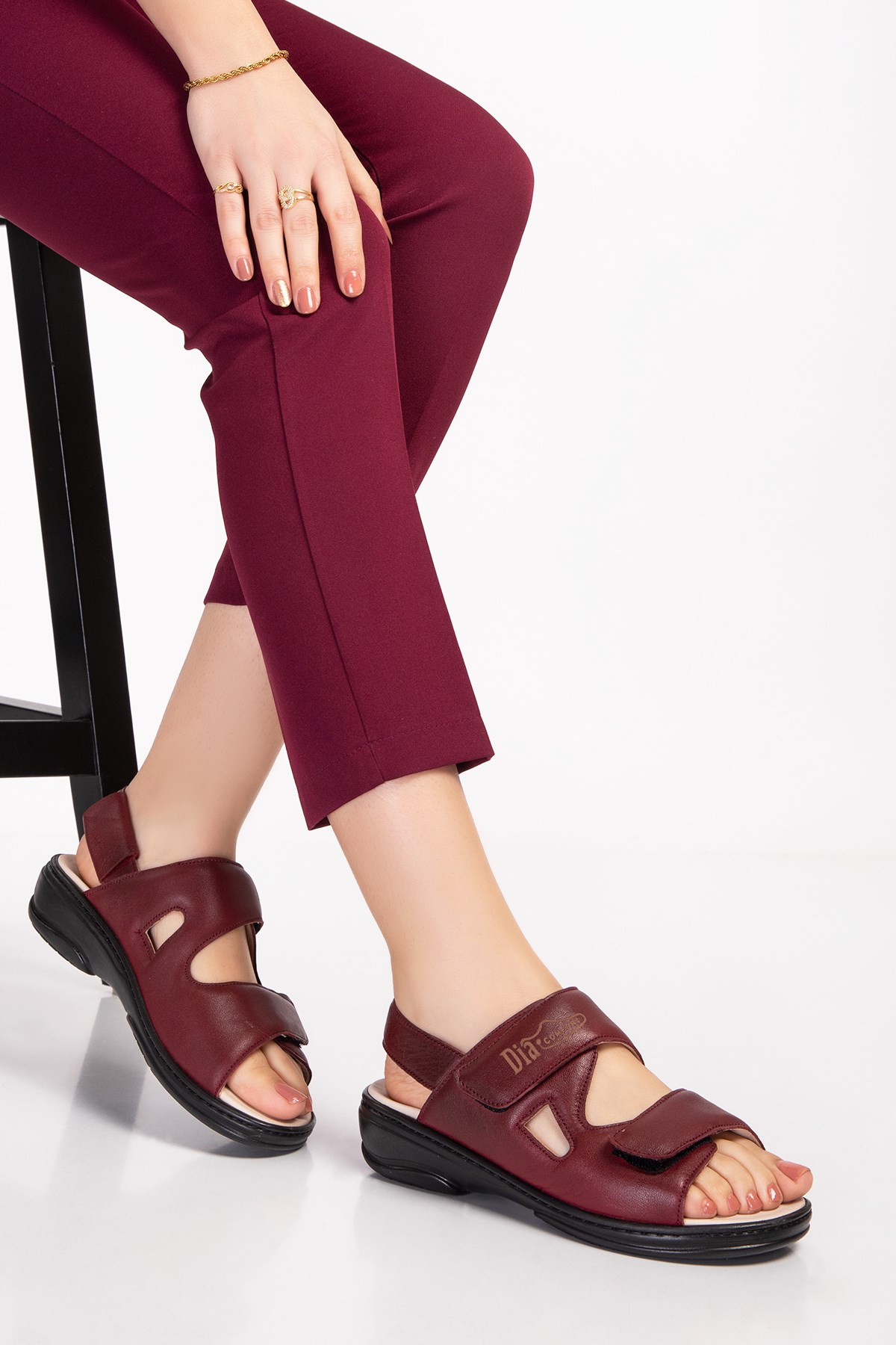 Burgundy Diabetic Orthopedic For Women Sandals