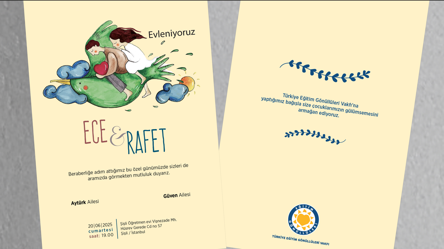Görkem Şengüler TEGV Özel Tasarımı Lovebird Davetiye