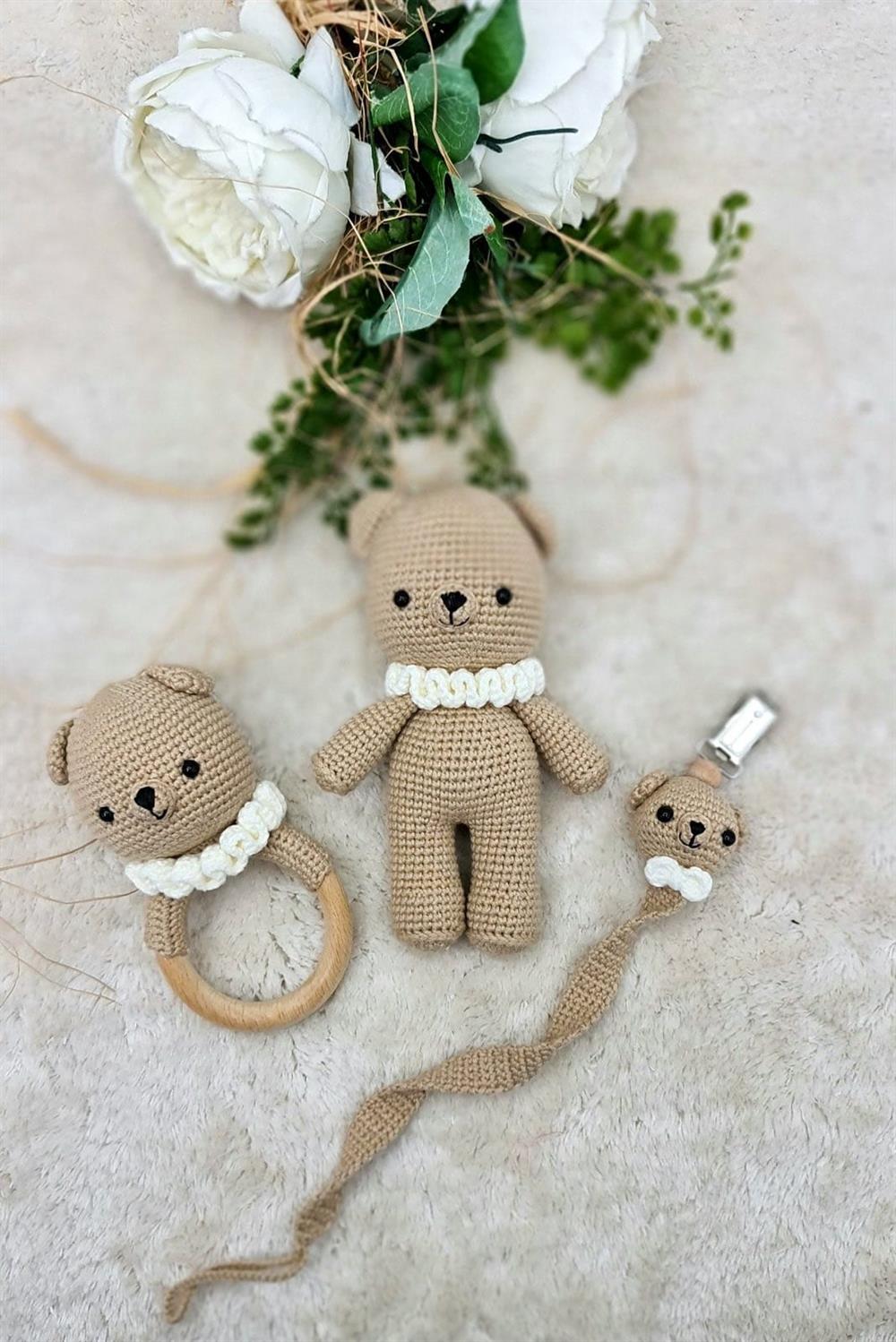 3 lü AMİGURUMİ SEVİMLİ AYICIK SET 