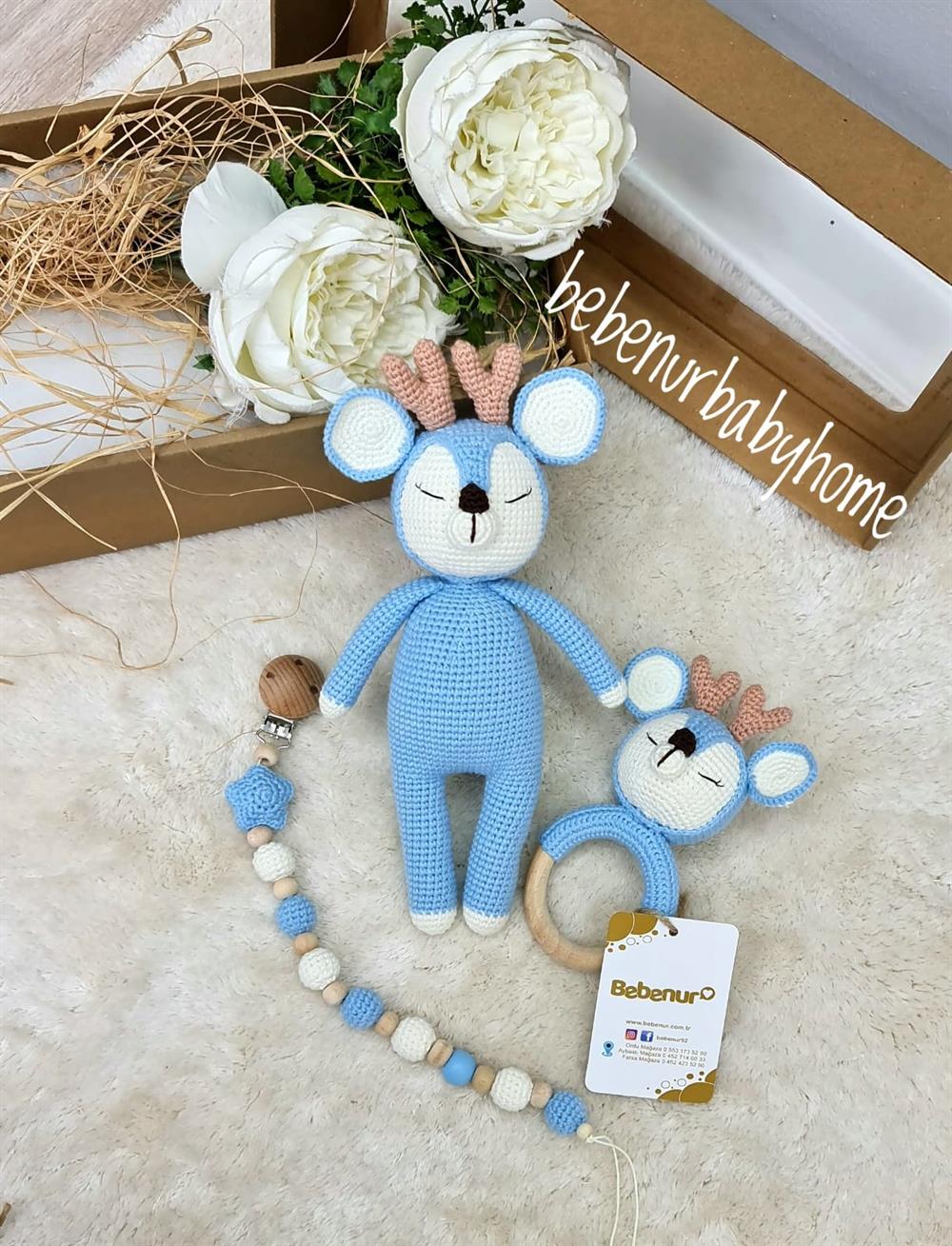 3 lü AMİGURUMİ SEVİMLİ GEYİK SET 