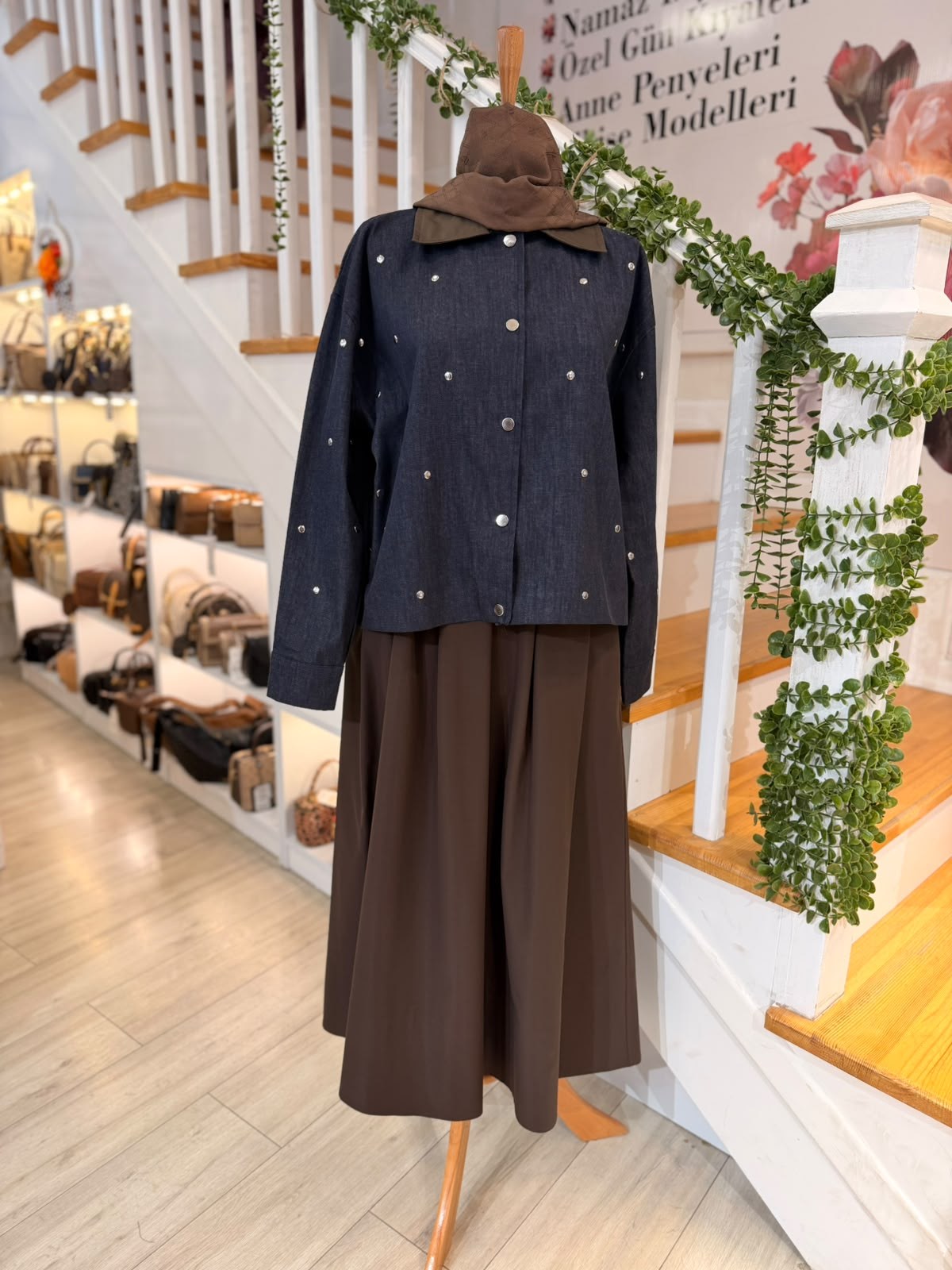 3351  LACİVERT DROP DETAYLI KOT CEKET