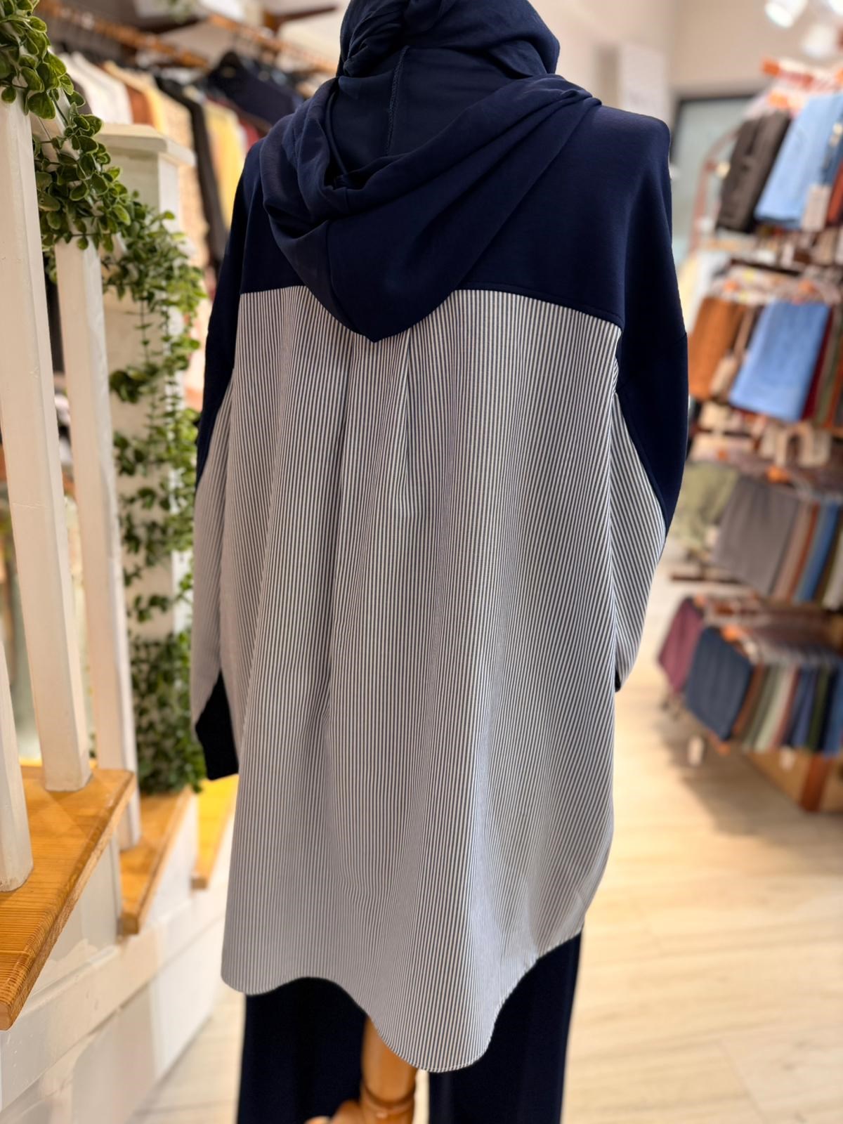 3500  LACİVERT GARNİ DETAYLI KAPÜŞONLU TAKIM