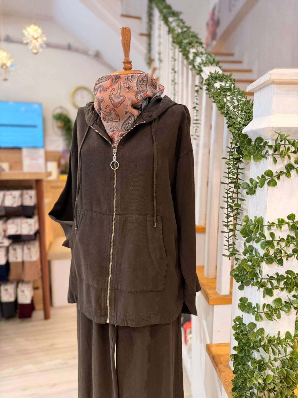 7433  KAHVE PANTOLON KOT TENSEL TAKIM